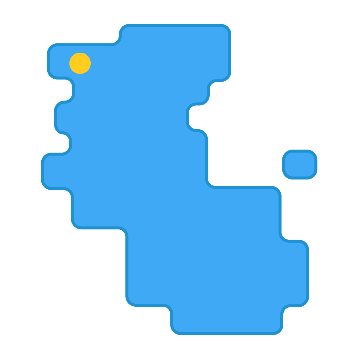 和歌山県の無料フリーイラスト｜簡易・県庁あり・角丸(青)