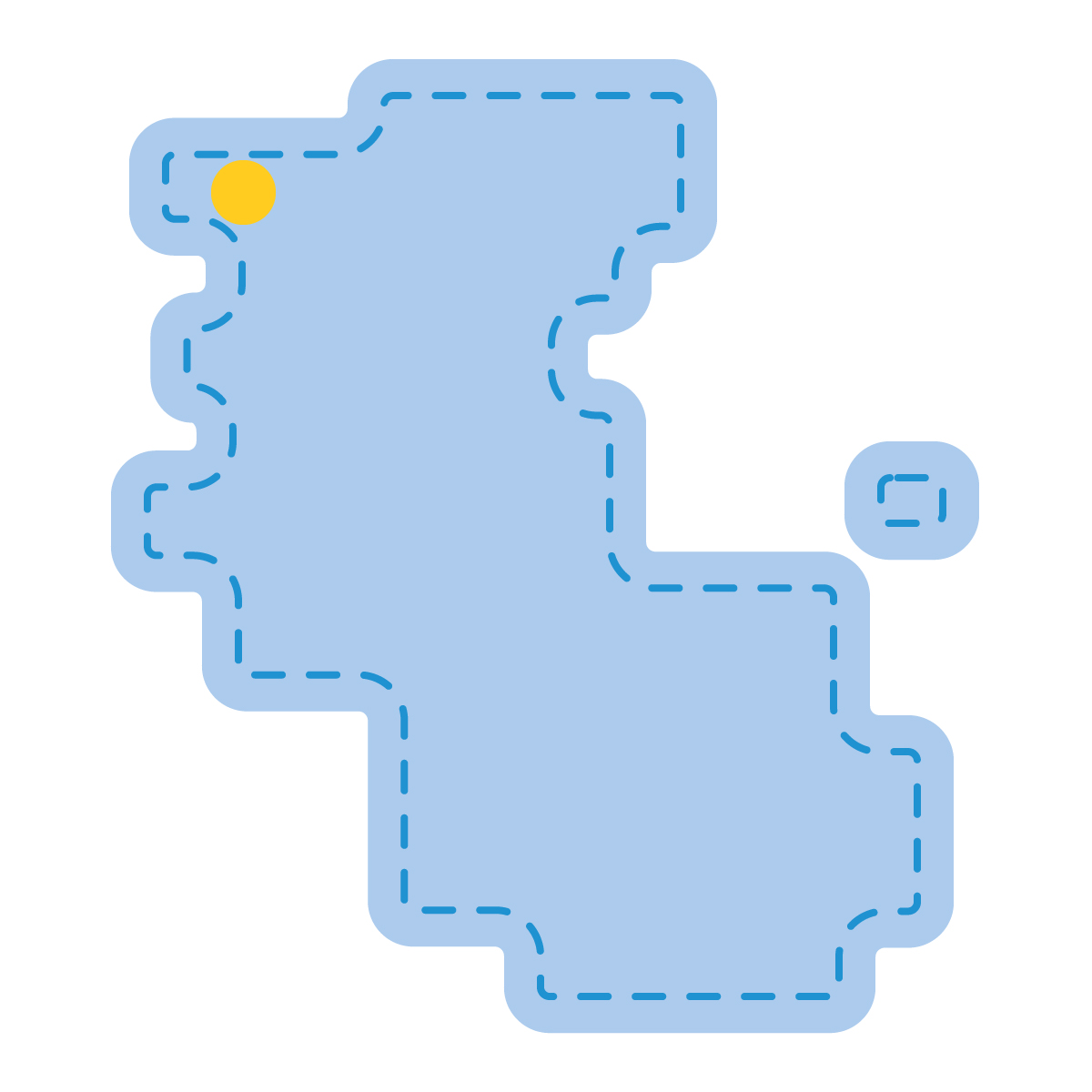和歌山県の無料フリーイラスト|簡易・県庁あり・角丸ステッチ(青)