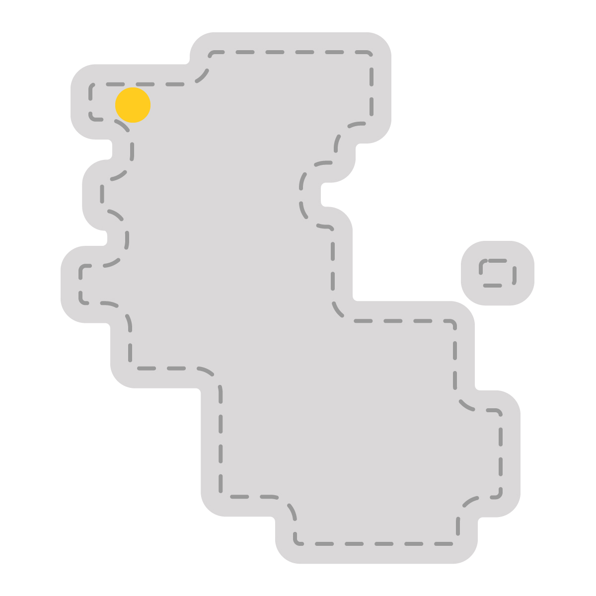 和歌山県の無料フリーイラスト｜簡易・県庁あり・角丸ステッチ(グレー)