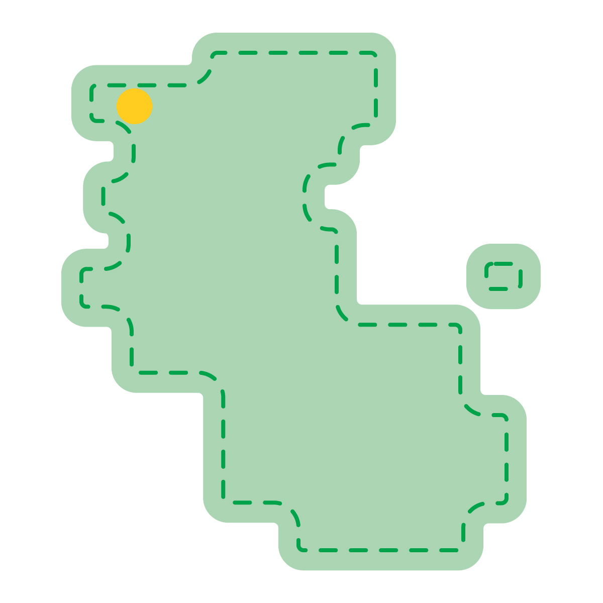 和歌山県の無料フリーイラスト｜簡易・県庁あり・角丸ステッチ(緑)