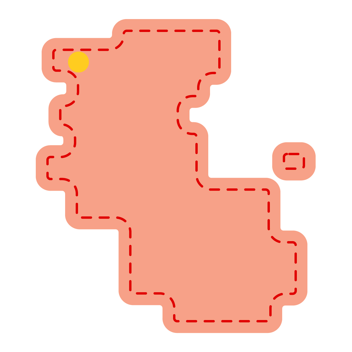 和歌山県の無料フリーイラスト|簡易・県庁あり・角丸ステッチ(赤)