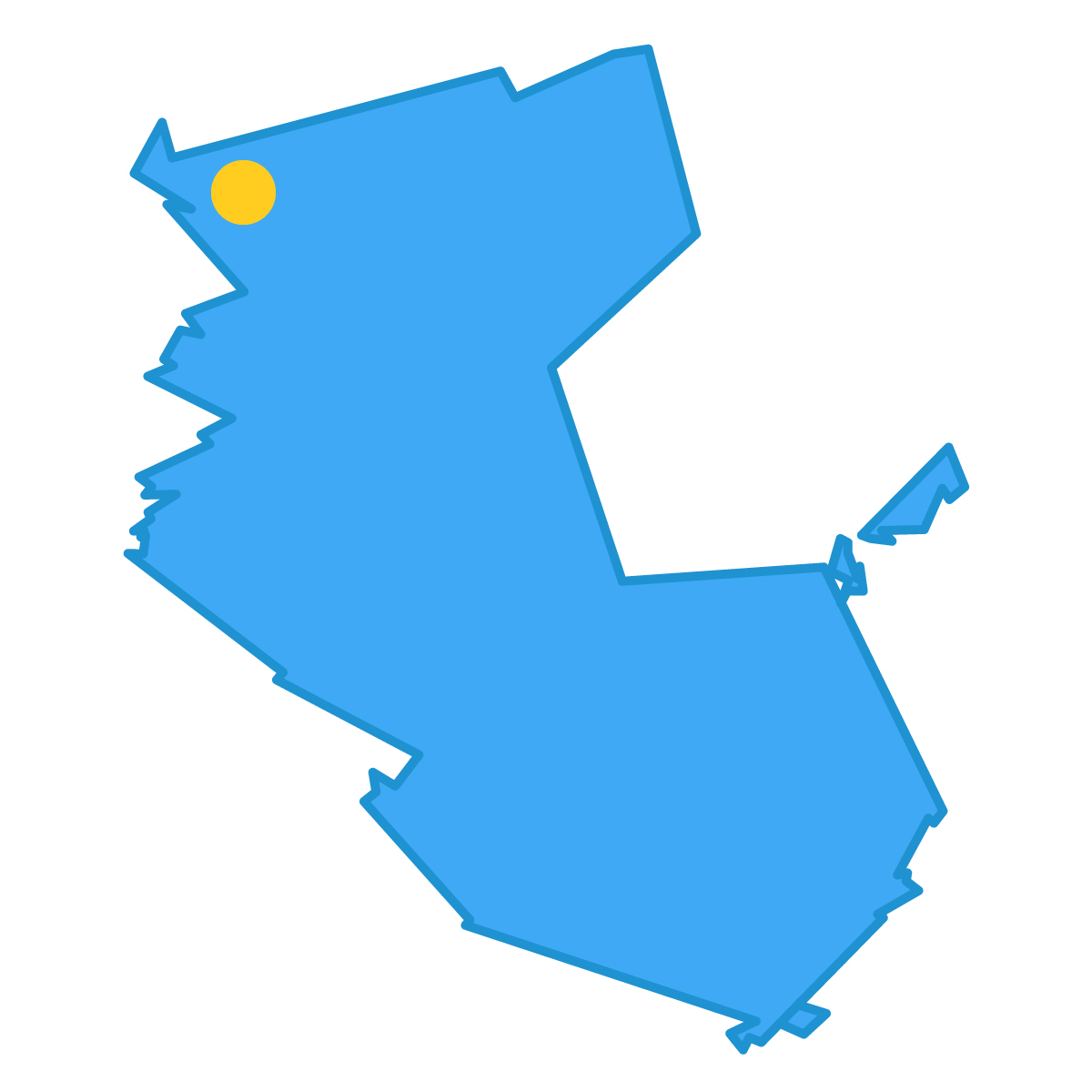 和歌山県の無料フリーイラスト|簡易・県庁あり・単純化(青)