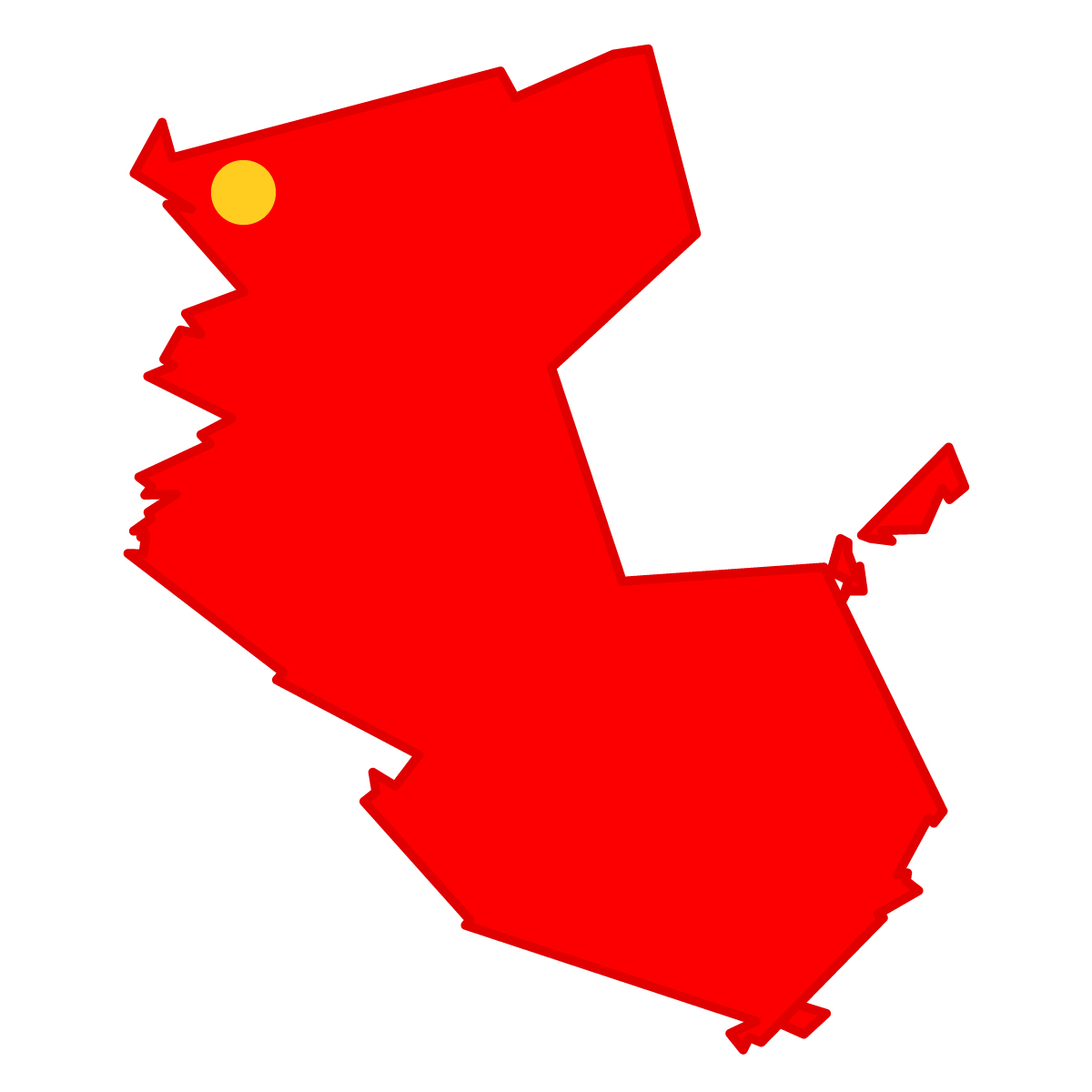 和歌山県の無料フリーイラスト|簡易・県庁あり・単純化(赤)