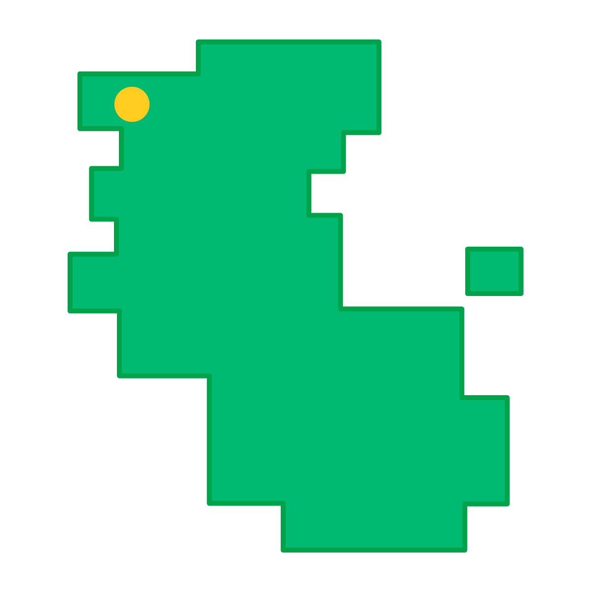 和歌山県の無料フリーイラスト|簡易・県庁あり・四角(緑)