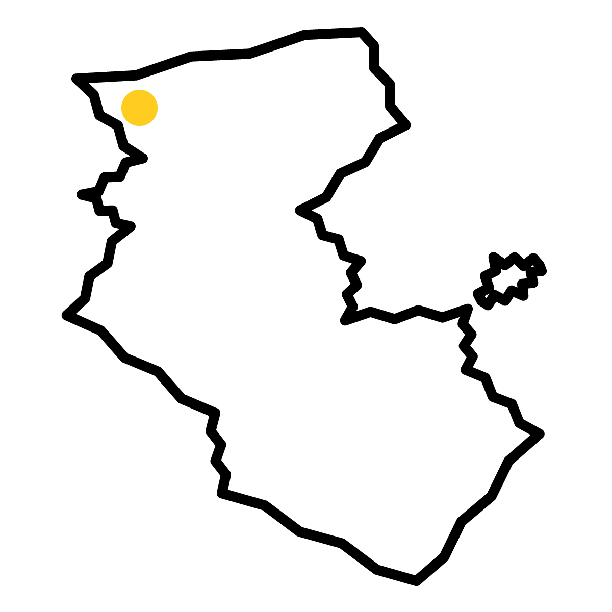 和歌山県の無料フリーイラスト|簡易・県庁あり・ジグザグ(黒)