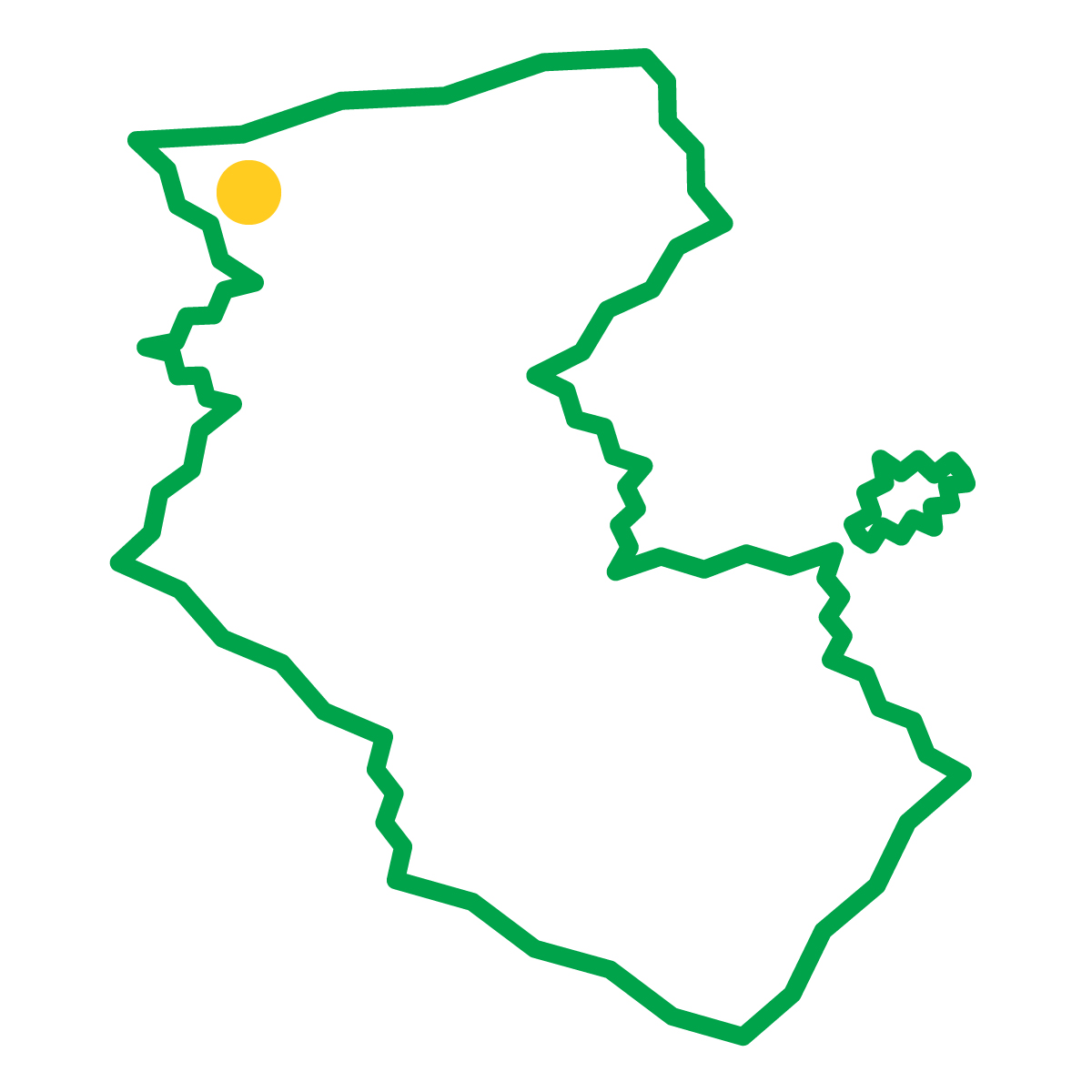 和歌山県の無料フリーイラスト｜簡易・県庁あり・ジグザグ(緑)