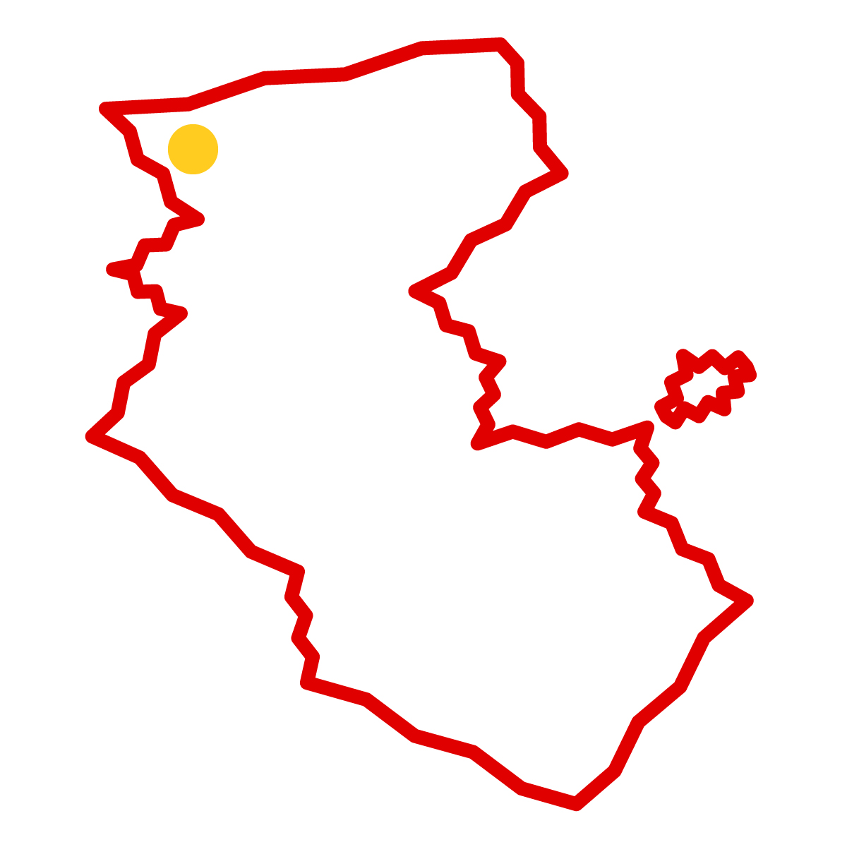 和歌山県の無料フリーイラスト｜簡易・県庁あり・ジグザグ(赤)
