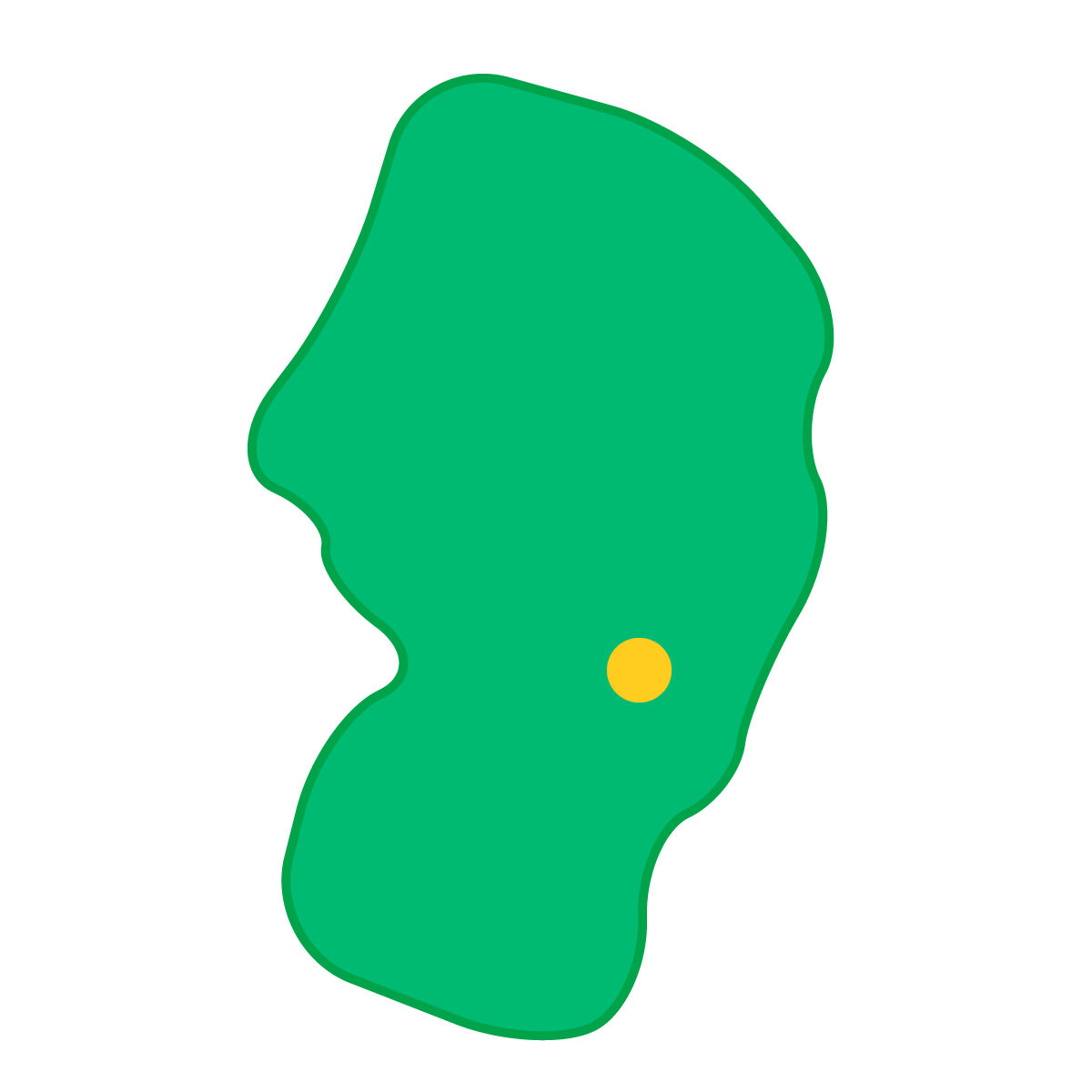 山形県の無料フリーイラスト｜簡易・県庁あり・曲線(緑)