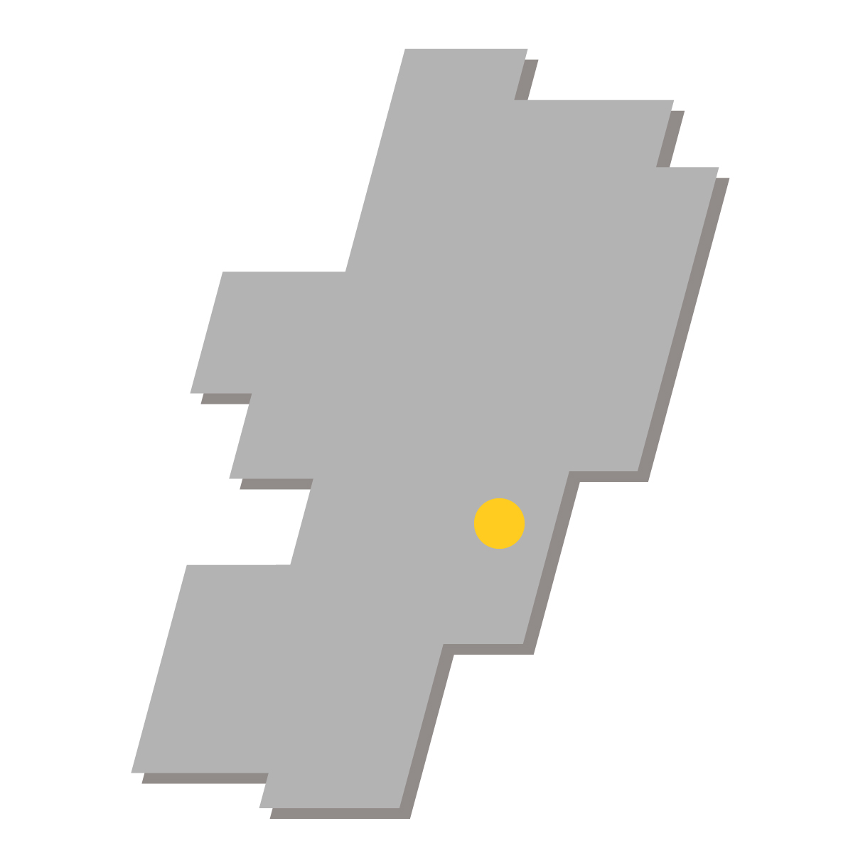 山形県の無料フリーイラスト｜簡易・県庁あり・四角斜め(グレー)
