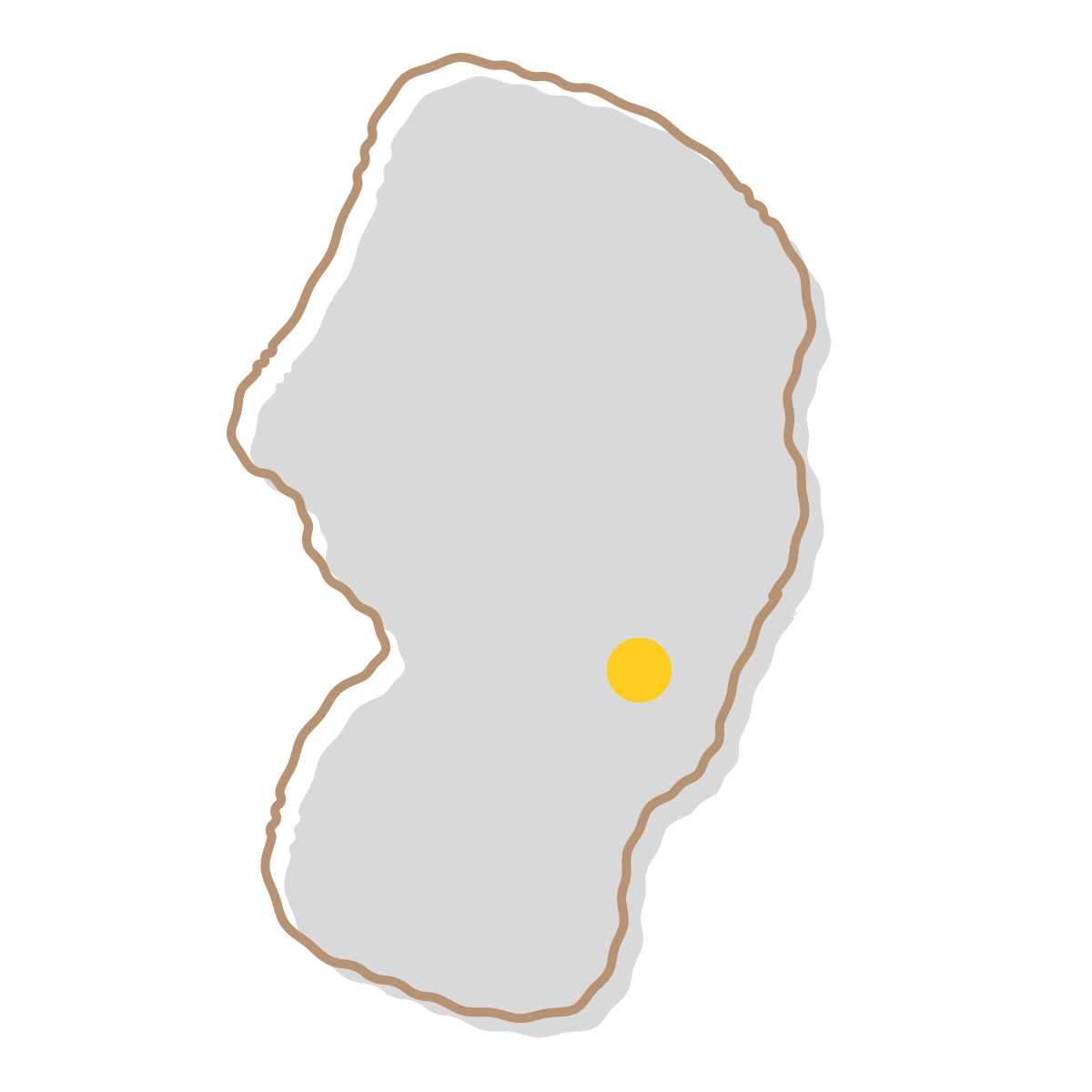 山形県の無料フリーイラスト|簡易・県庁あり・イラスト風(グレー)