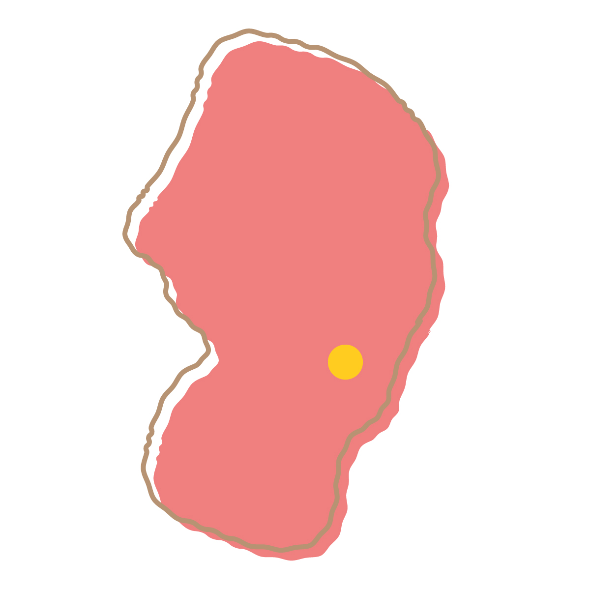 山形県の無料フリーイラスト｜簡易・県庁あり・イラスト風(赤)