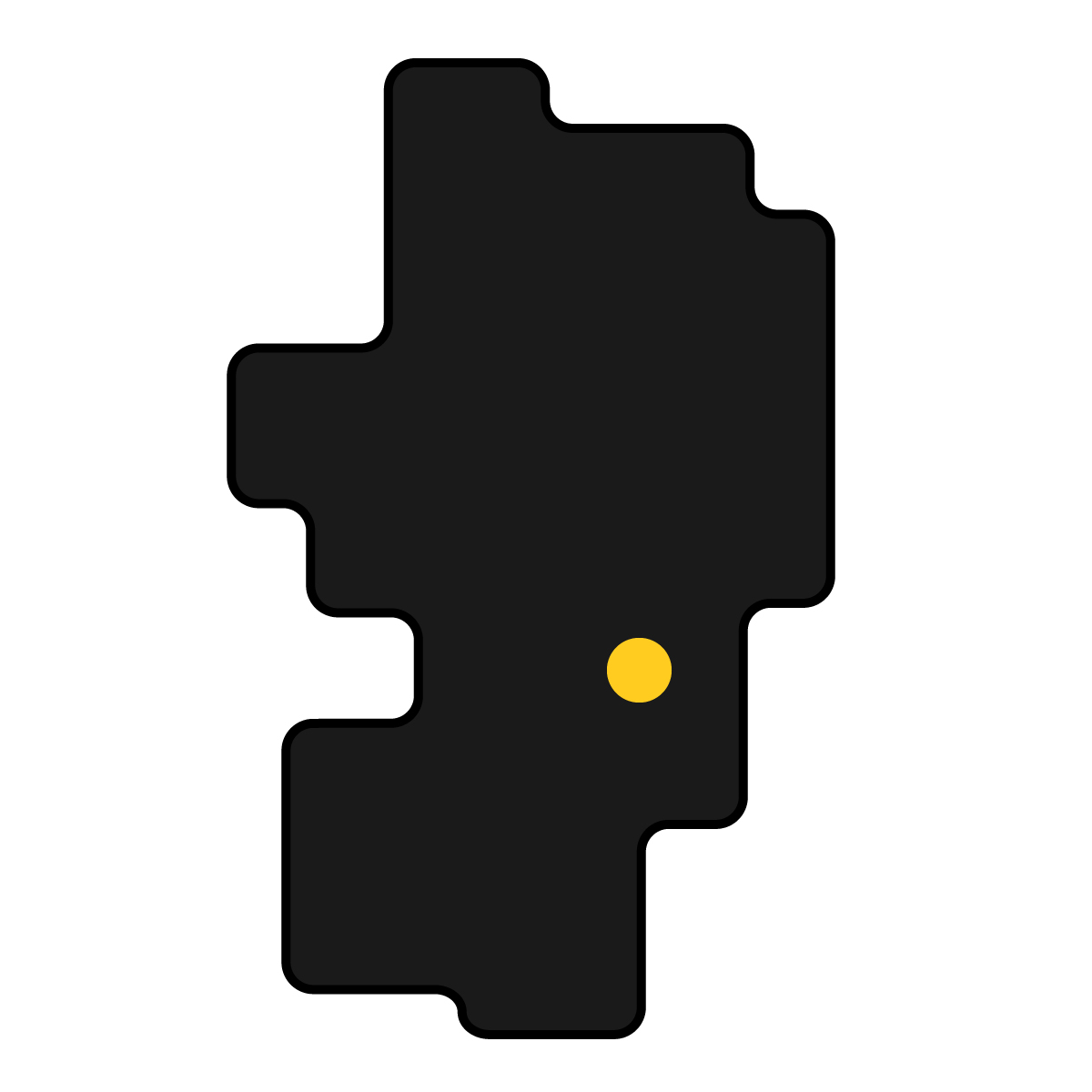 山形県の無料フリーイラスト|簡易・県庁あり・角丸(黒)