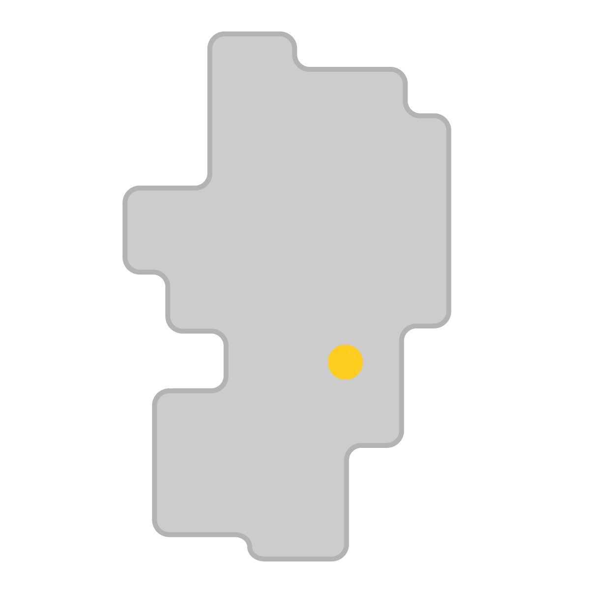 山形県の無料フリーイラスト|簡易・県庁あり・角丸(グレー)