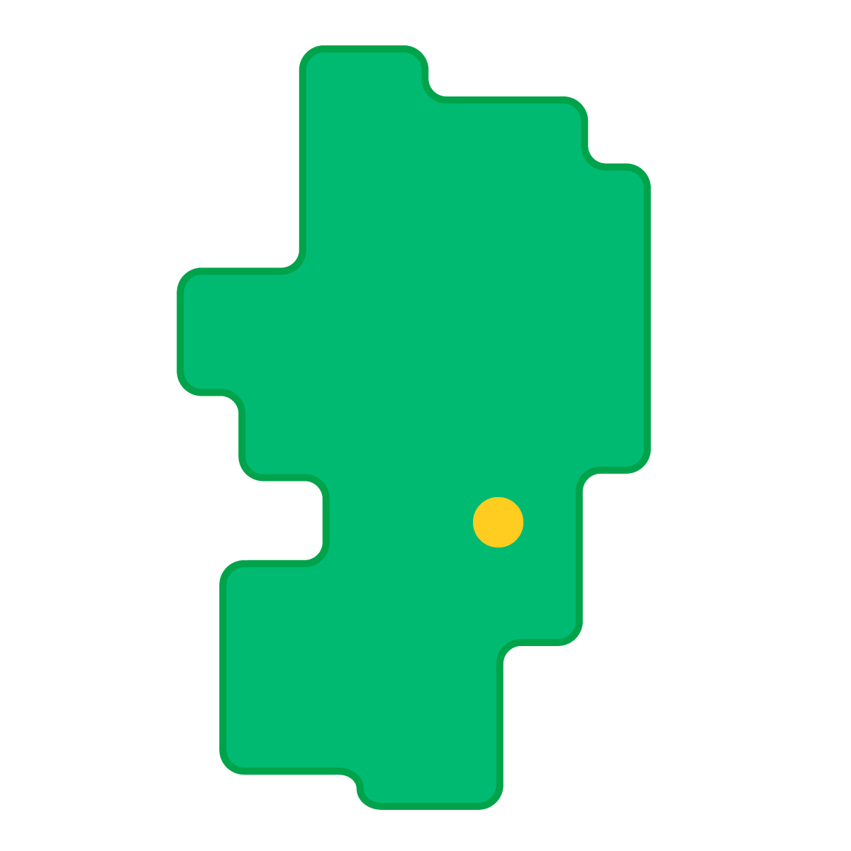 山形県の無料フリーイラスト｜簡易・県庁あり・角丸(緑)