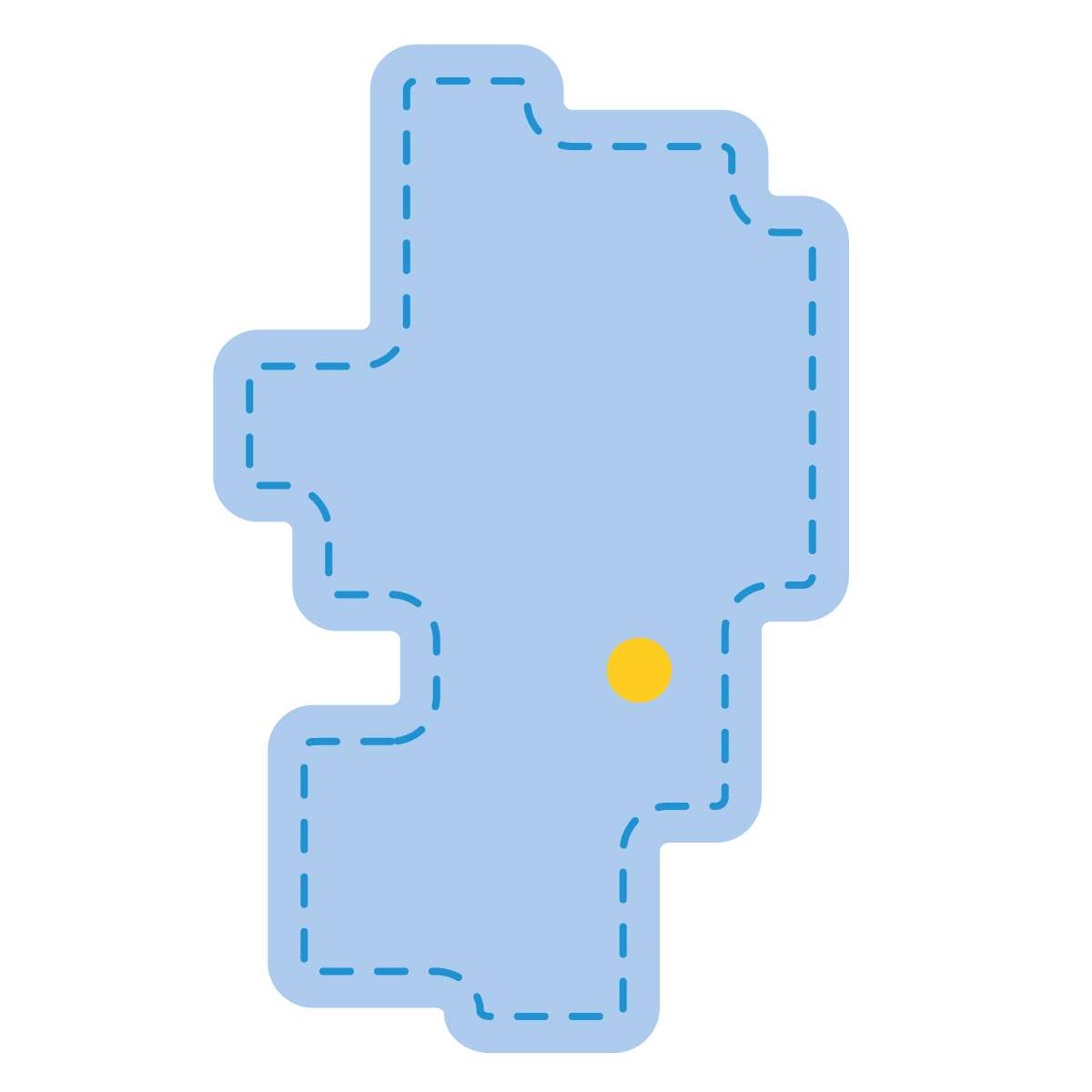 山形県の無料フリーイラスト|簡易・県庁あり・角丸ステッチ(青)