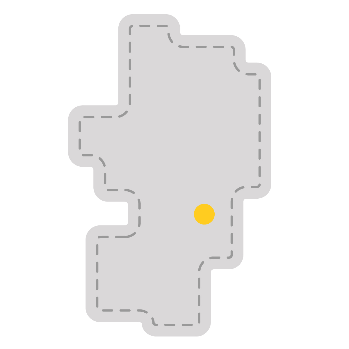 山形県の無料フリーイラスト|簡易・県庁あり・角丸ステッチ(グレー)