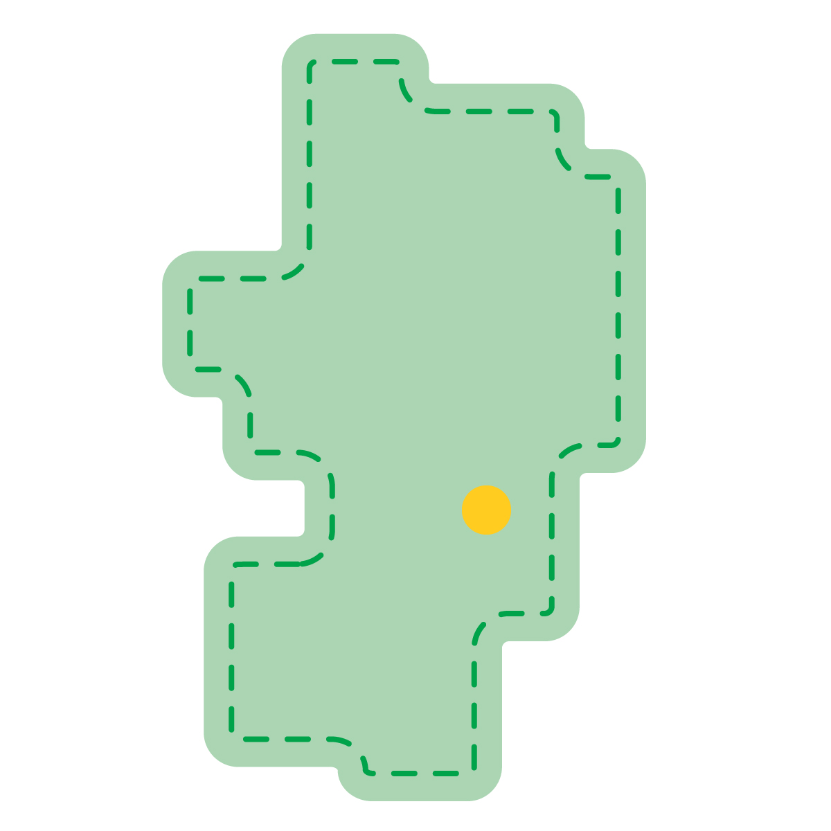 山形県の無料フリーイラスト|簡易・県庁あり・角丸ステッチ(緑)