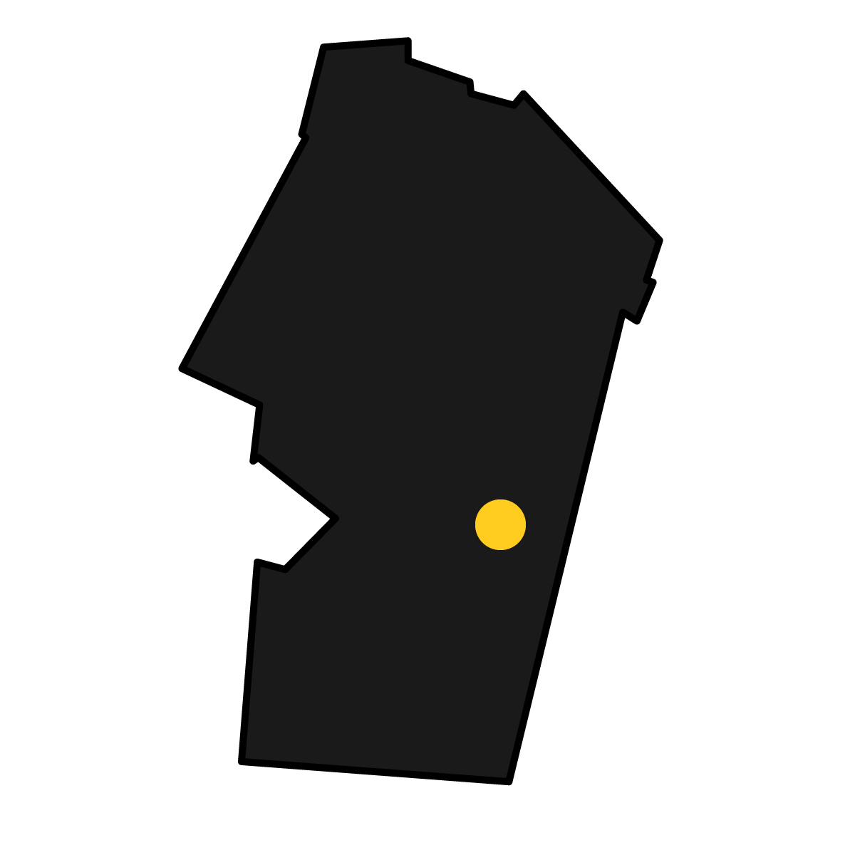 山形県の無料フリーイラスト｜簡易・県庁あり・単純化(黒)