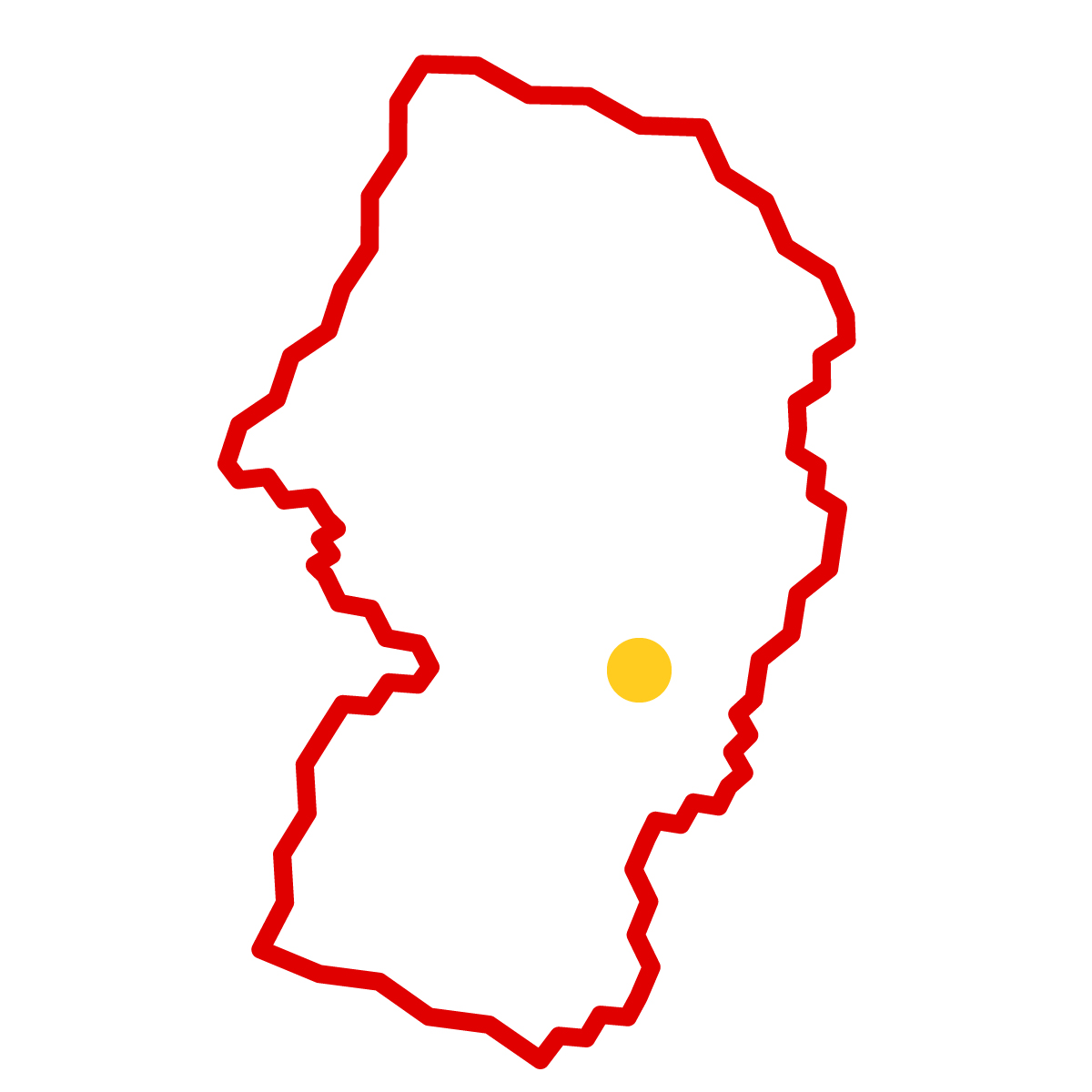 山形県の無料フリーイラスト｜簡易・県庁あり・ジグザグ(赤)