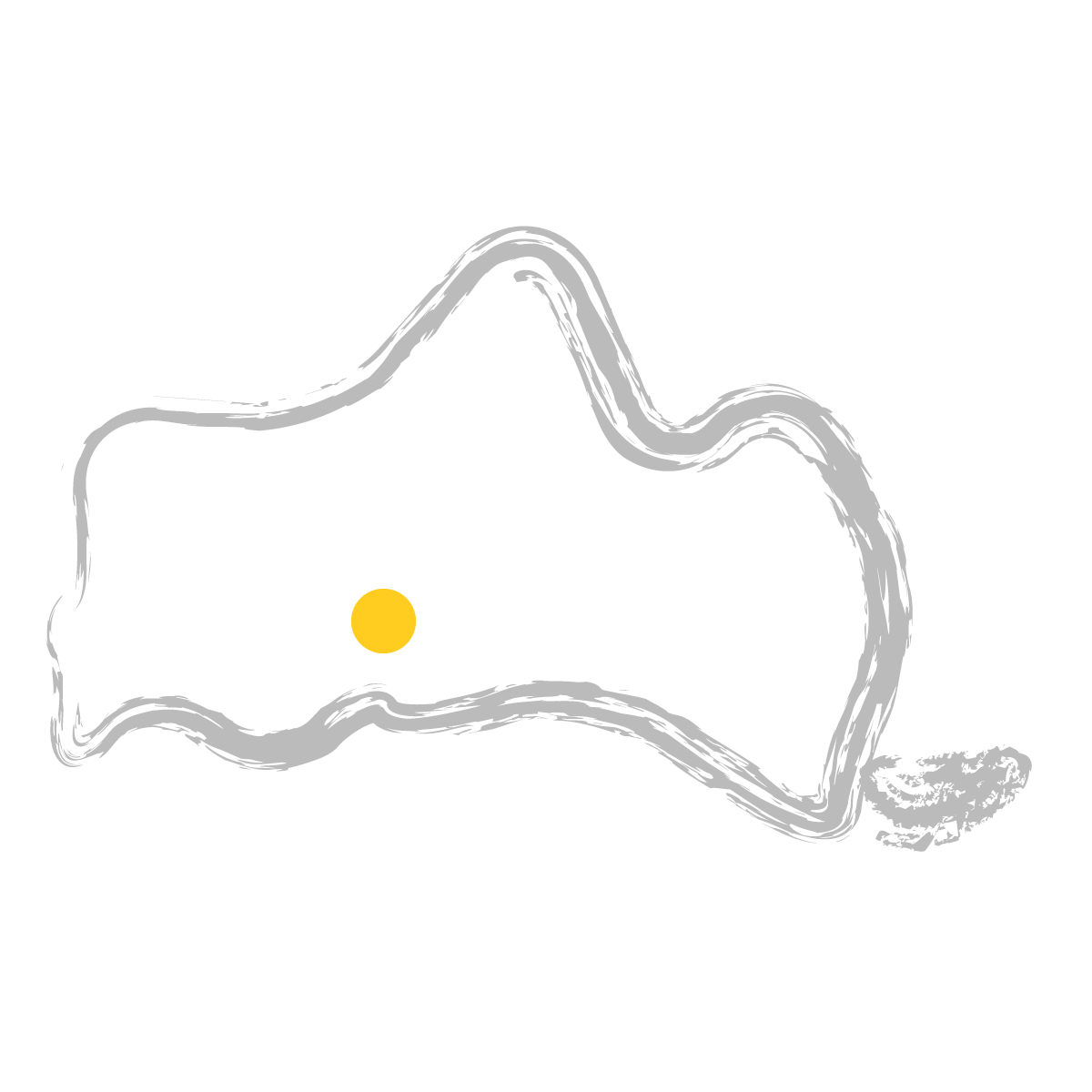 山口県の無料フリーイラスト|簡易・県庁あり・毛筆(グレー)