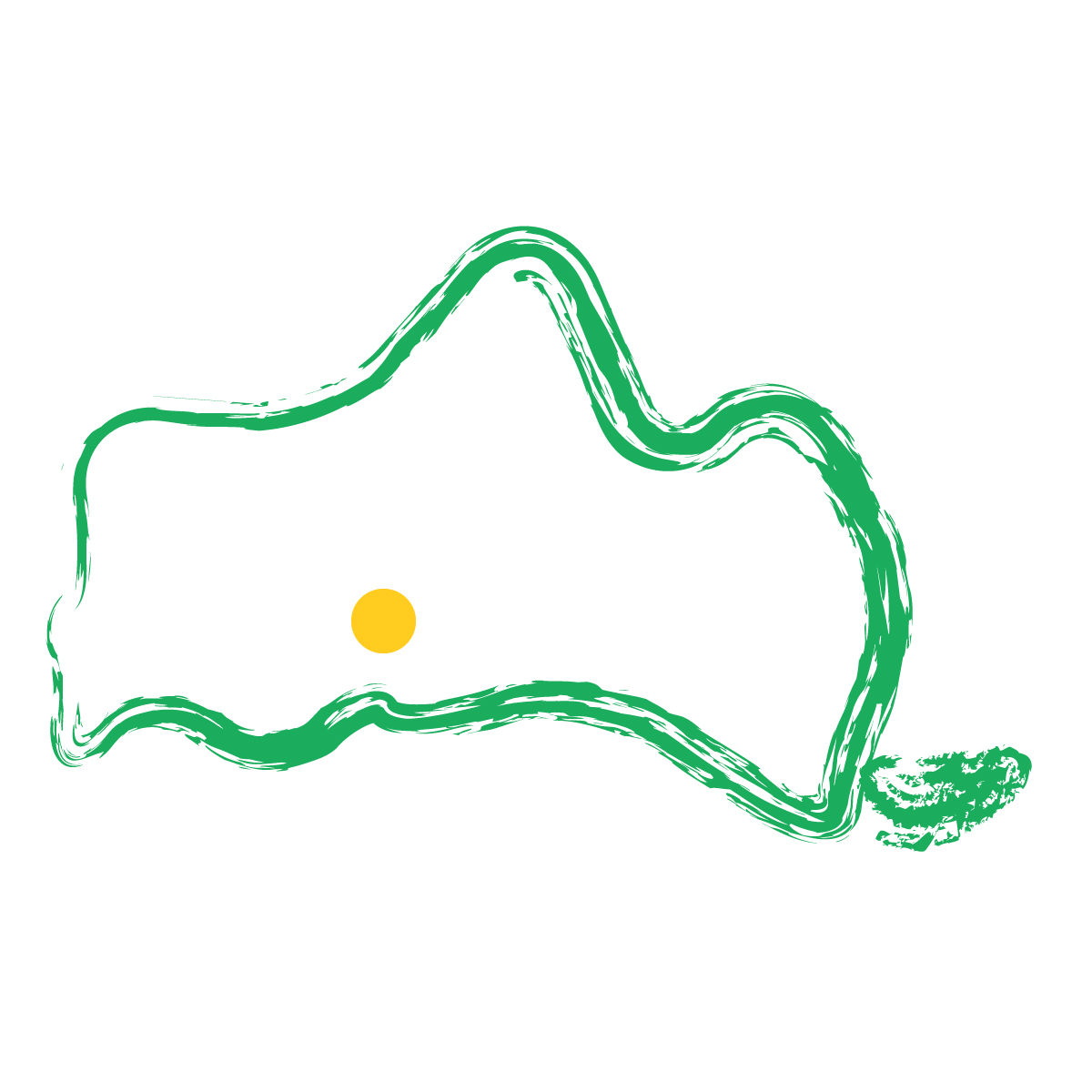 山口県の無料フリーイラスト|簡易・県庁あり・毛筆(緑)