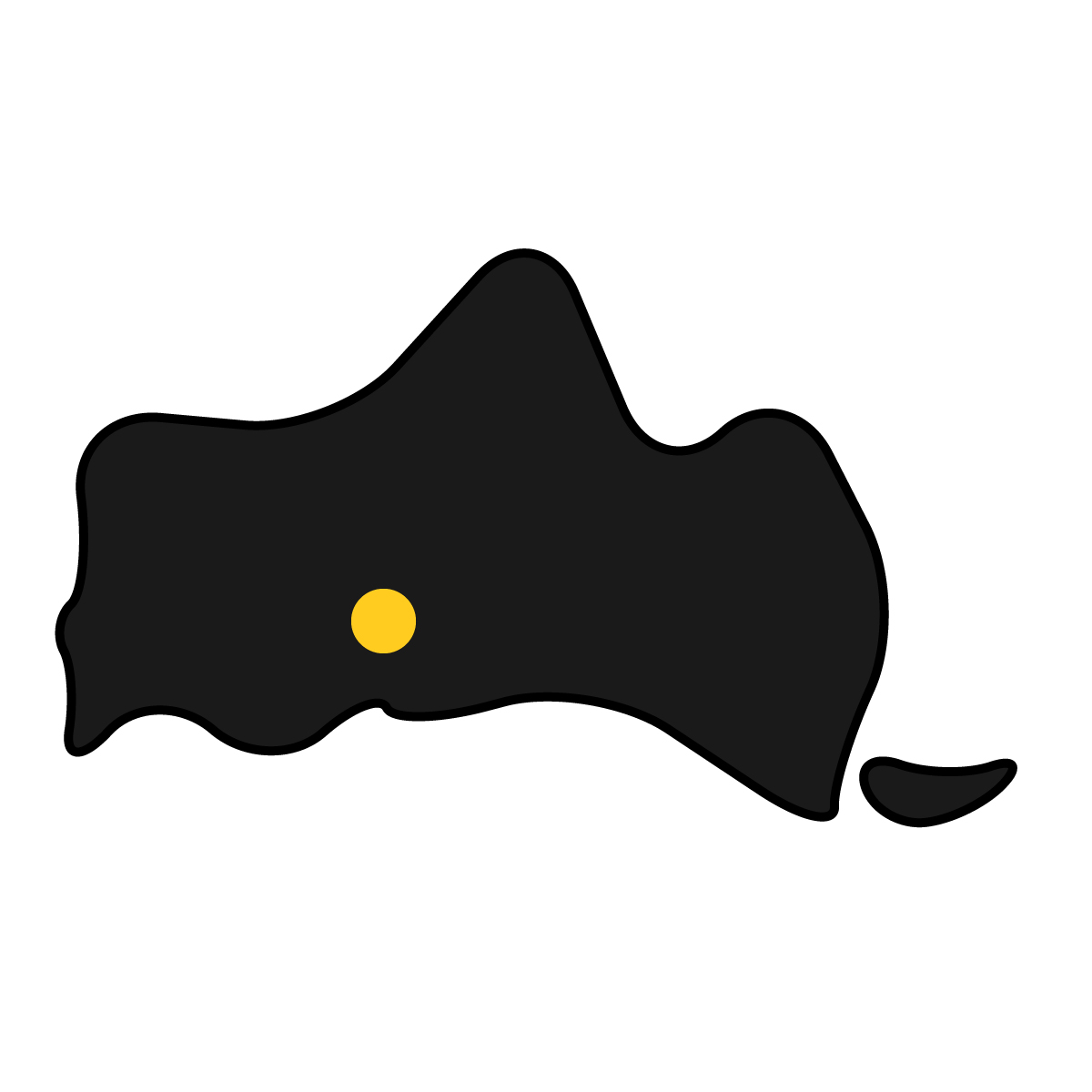 山口県の無料フリーイラスト|簡易・県庁あり・曲線(黒)