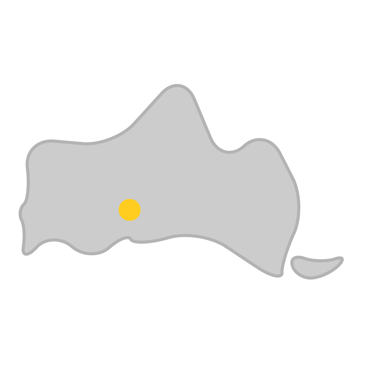 山口県の無料フリーイラスト｜簡易・県庁あり・曲線(グレー)