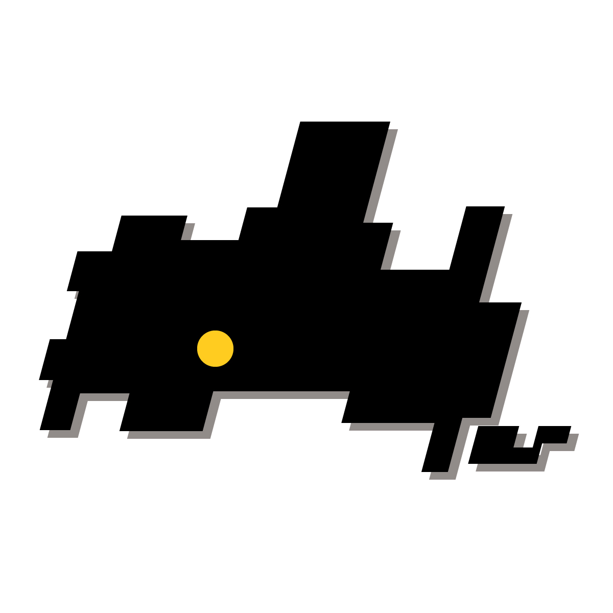 山口県の無料フリーイラスト|簡易・県庁あり・四角斜め(黒)