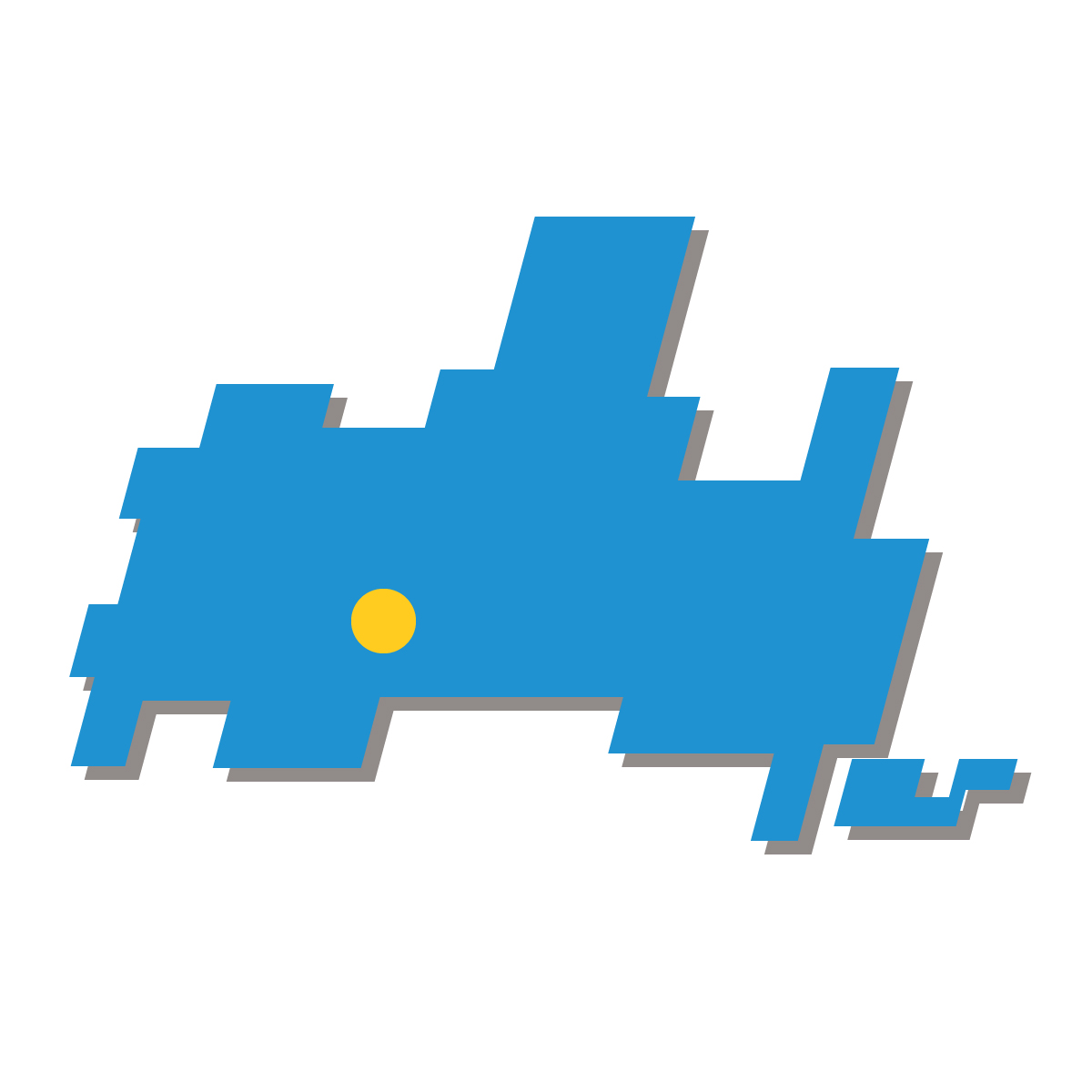 山口県の無料フリーイラスト｜簡易・県庁あり・四角斜め(青)