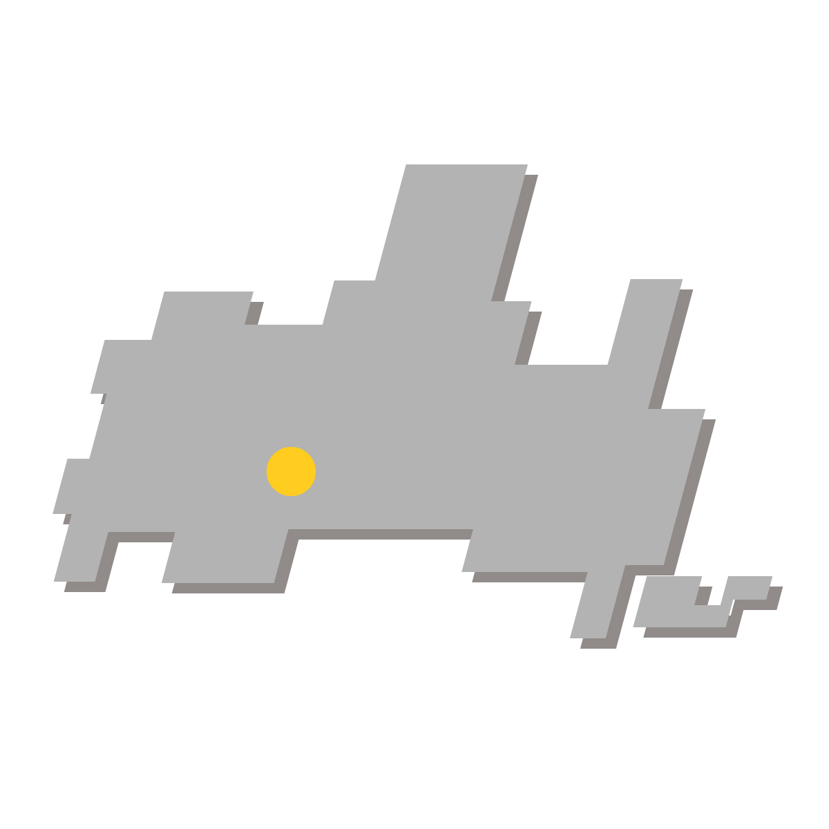 山口県の無料フリーイラスト｜簡易・県庁あり・四角斜め(グレー)