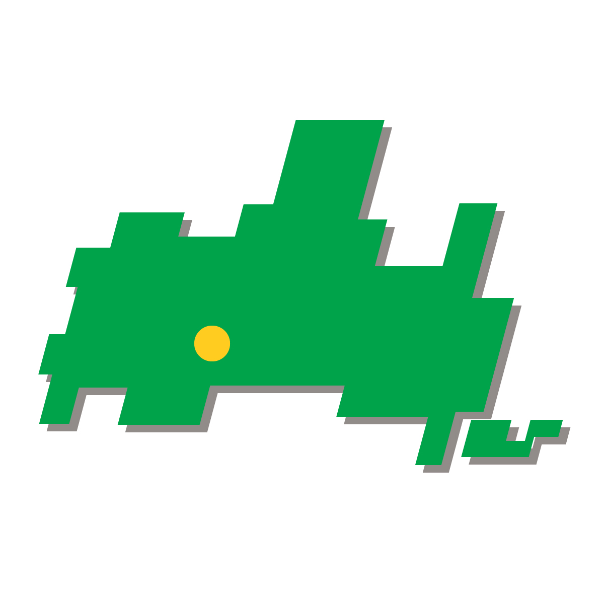 山口県の無料フリーイラスト｜簡易・県庁あり・四角斜め(緑)