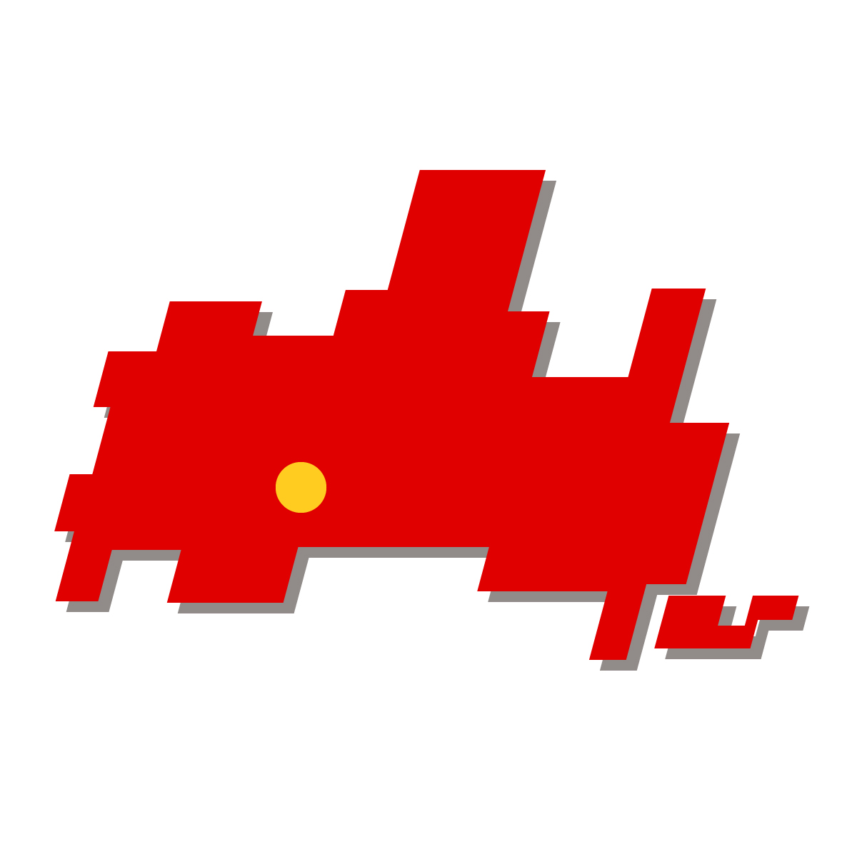 山口県の無料フリーイラスト|簡易・県庁あり・四角斜め(赤)
