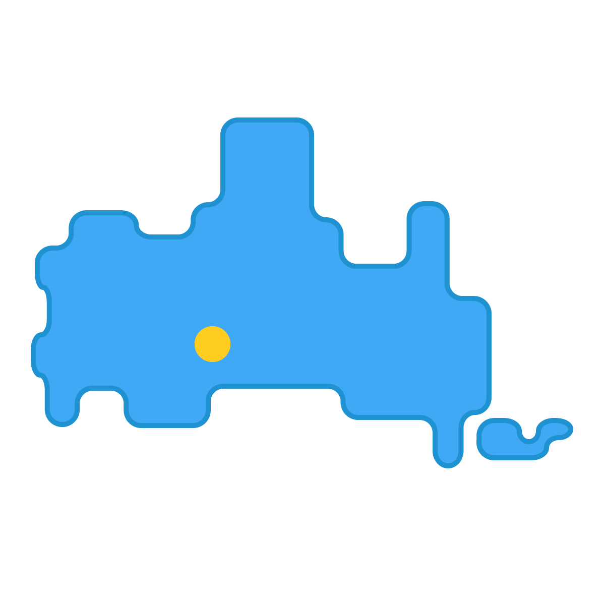 山口県の無料フリーイラスト|簡易・県庁あり・角丸(青)