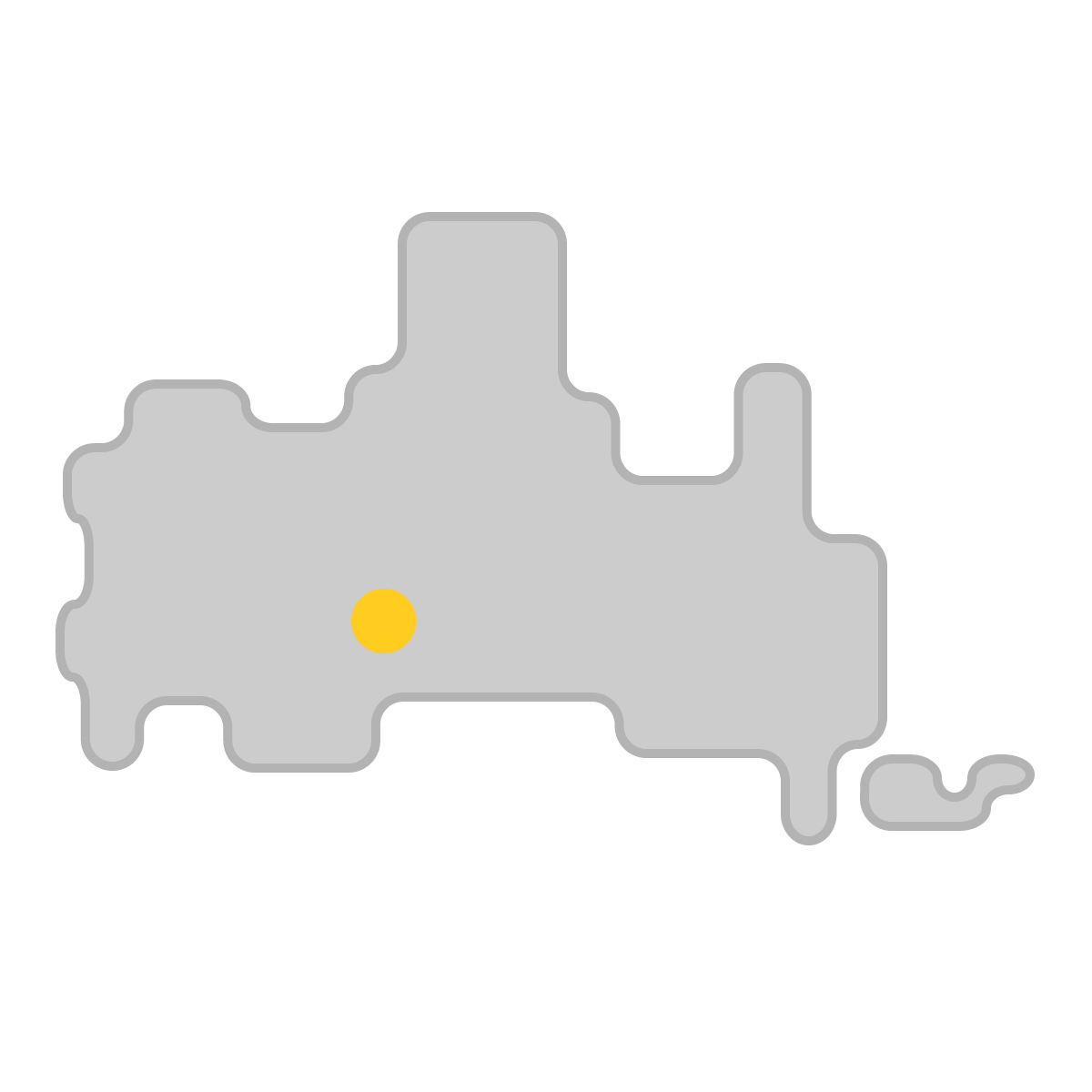 山口県の無料フリーイラスト｜簡易・県庁あり・角丸(グレー)