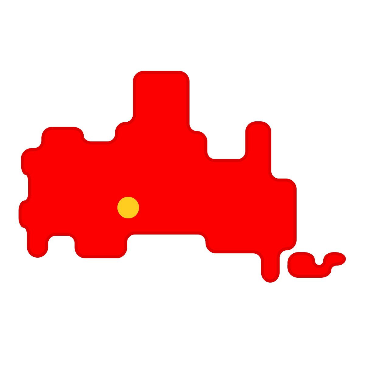山口県の無料フリーイラスト｜簡易・県庁あり・角丸(赤)