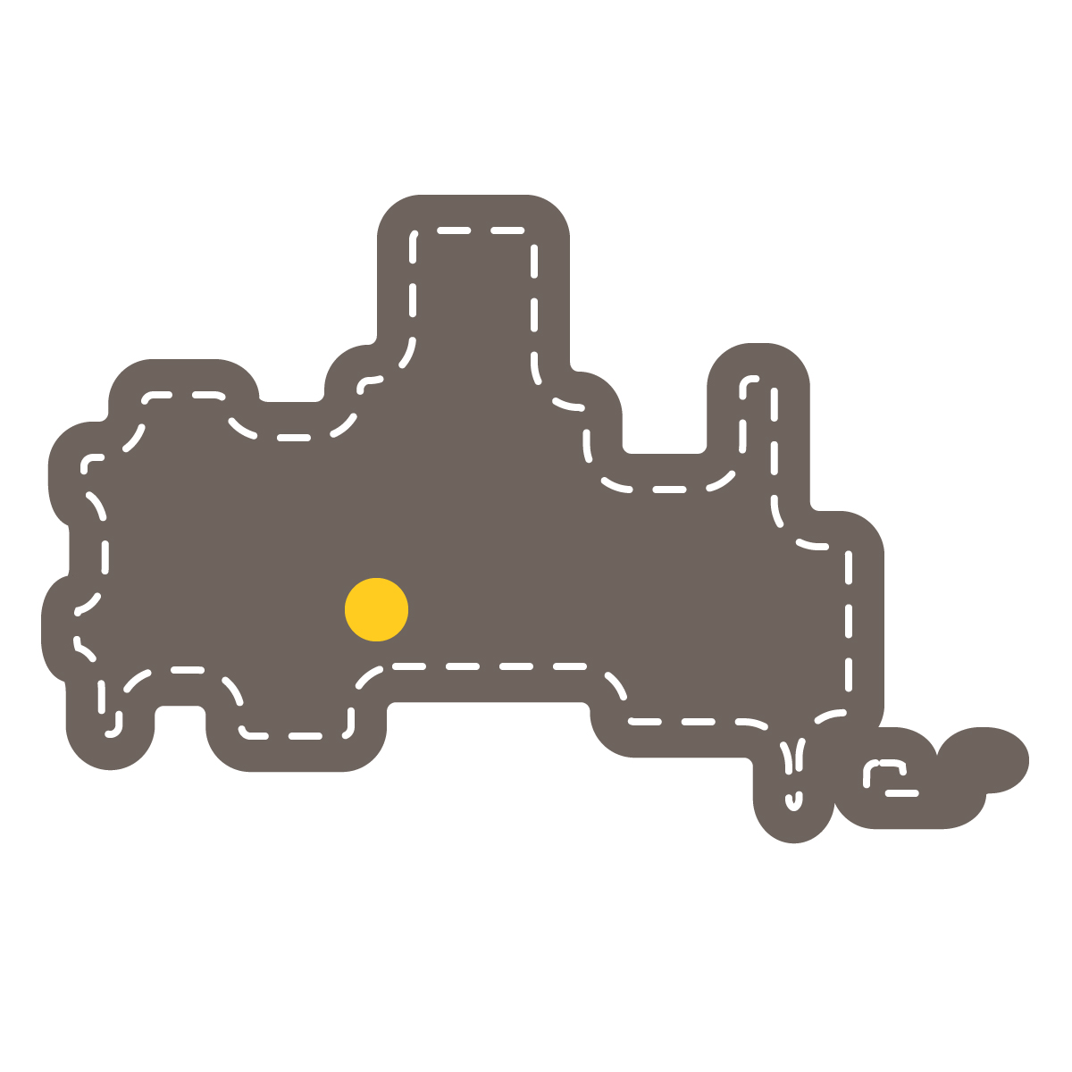 山口県の無料フリーイラスト｜簡易・県庁あり・角丸ステッチ(黒)