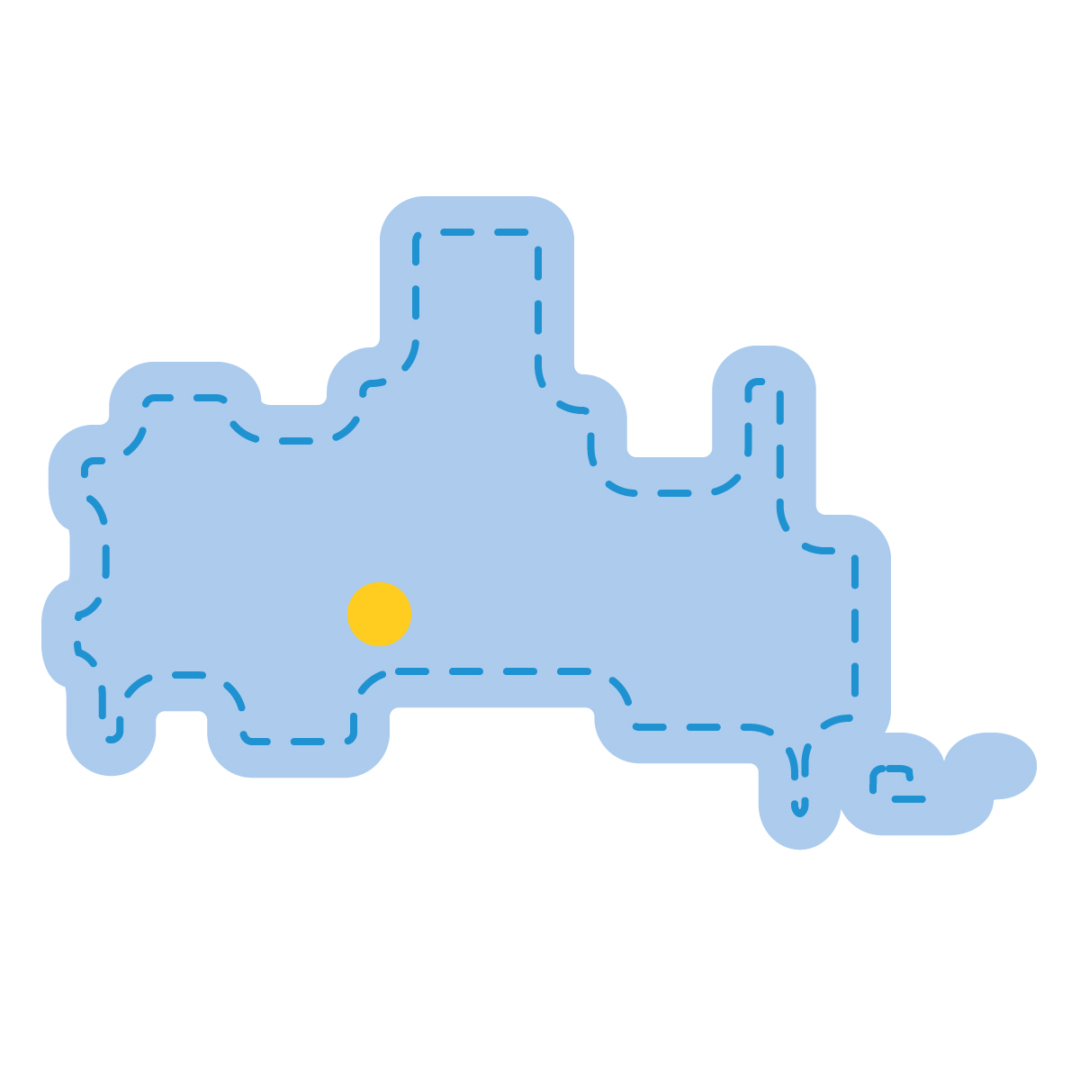 山口県の無料フリーイラスト|簡易・県庁あり・角丸ステッチ(青)