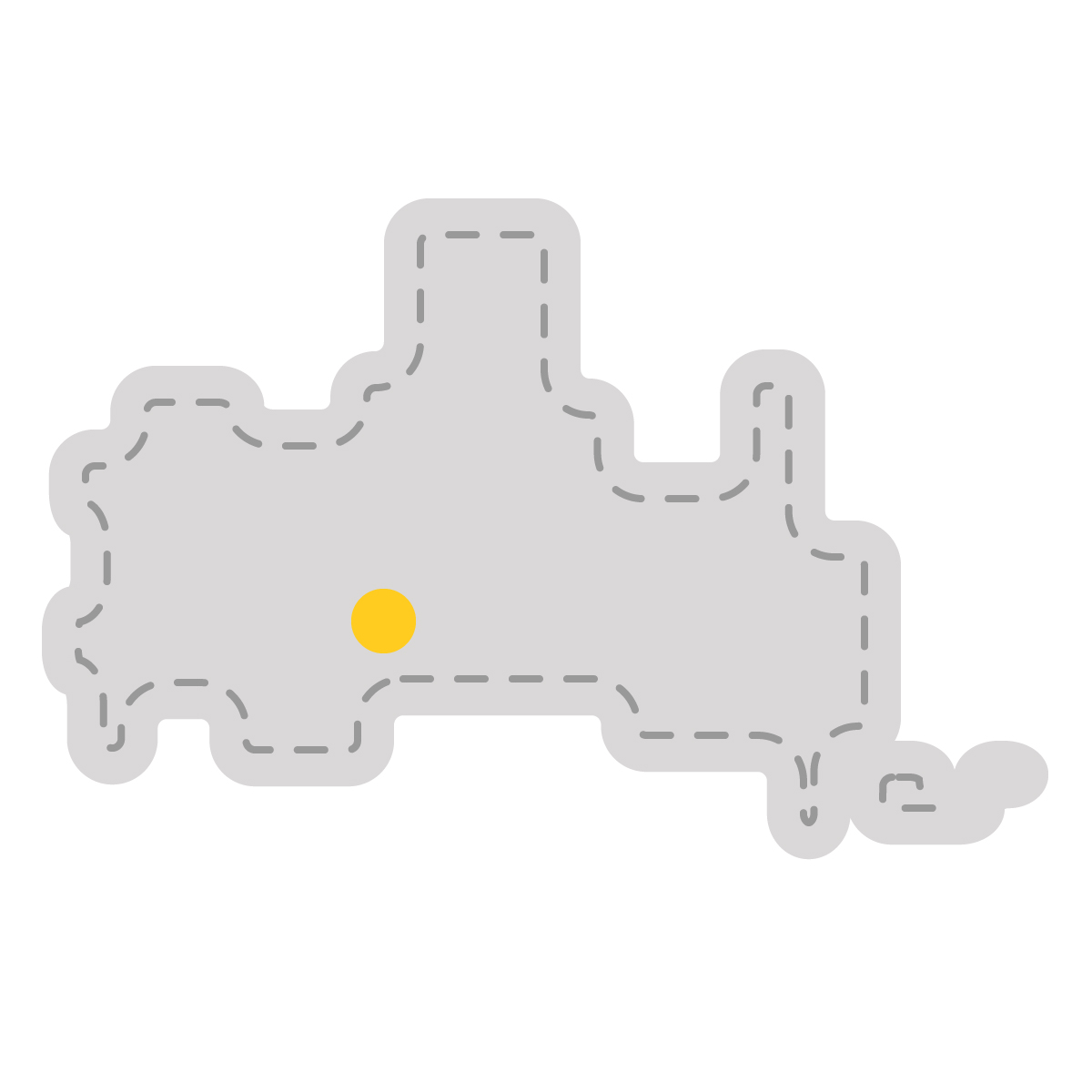 山口県の無料フリーイラスト|簡易・県庁あり・角丸ステッチ(グレー)