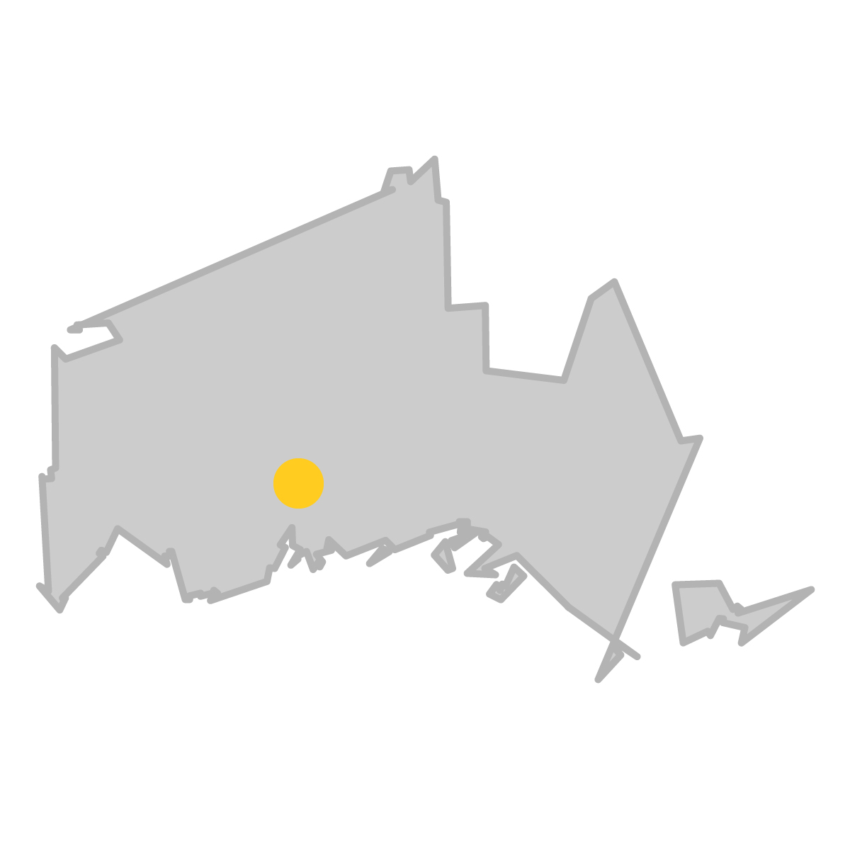 山口県の無料フリーイラスト|簡易・県庁あり・単純化(グレー)