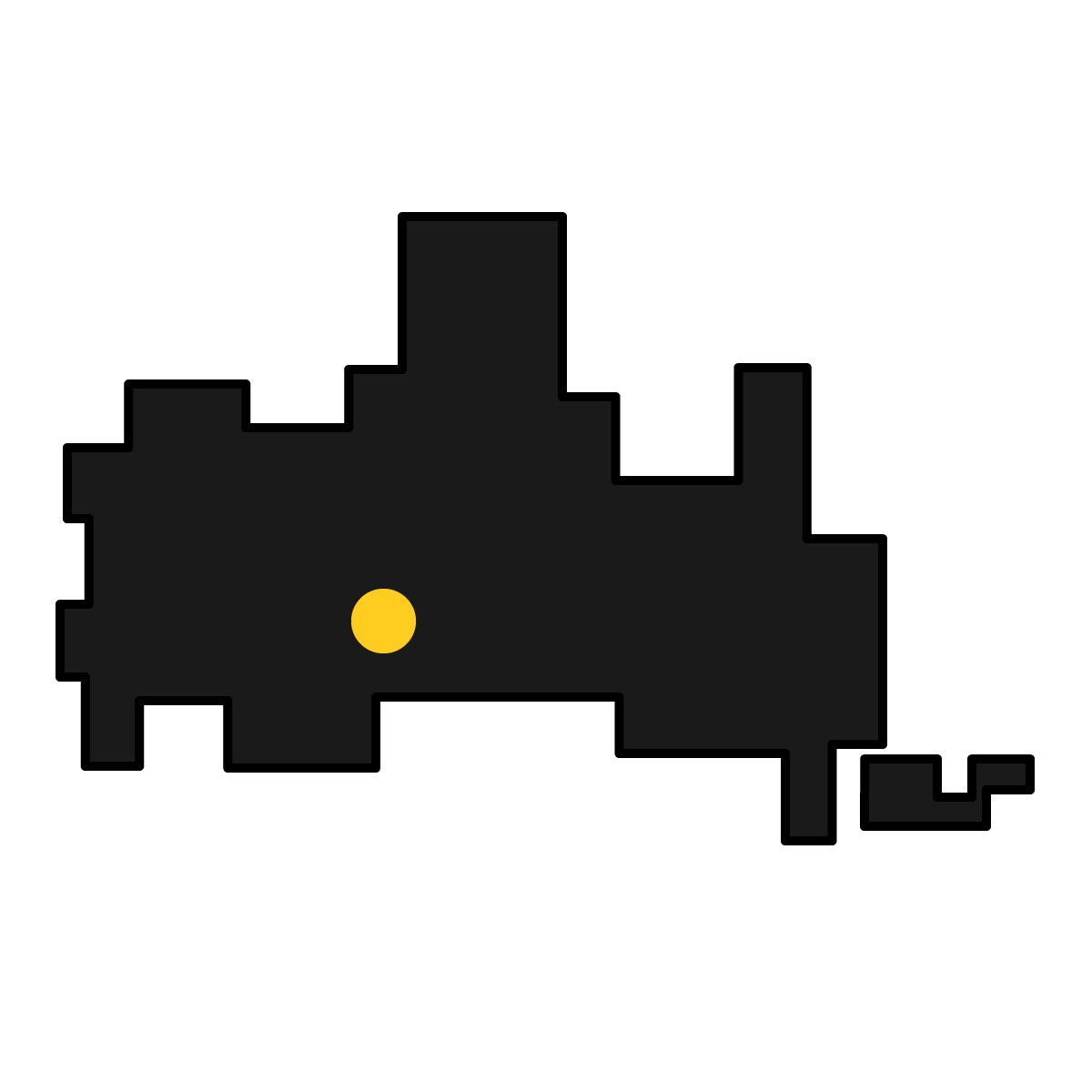 山口県の無料フリーイラスト|簡易・県庁あり・四角(黒)
