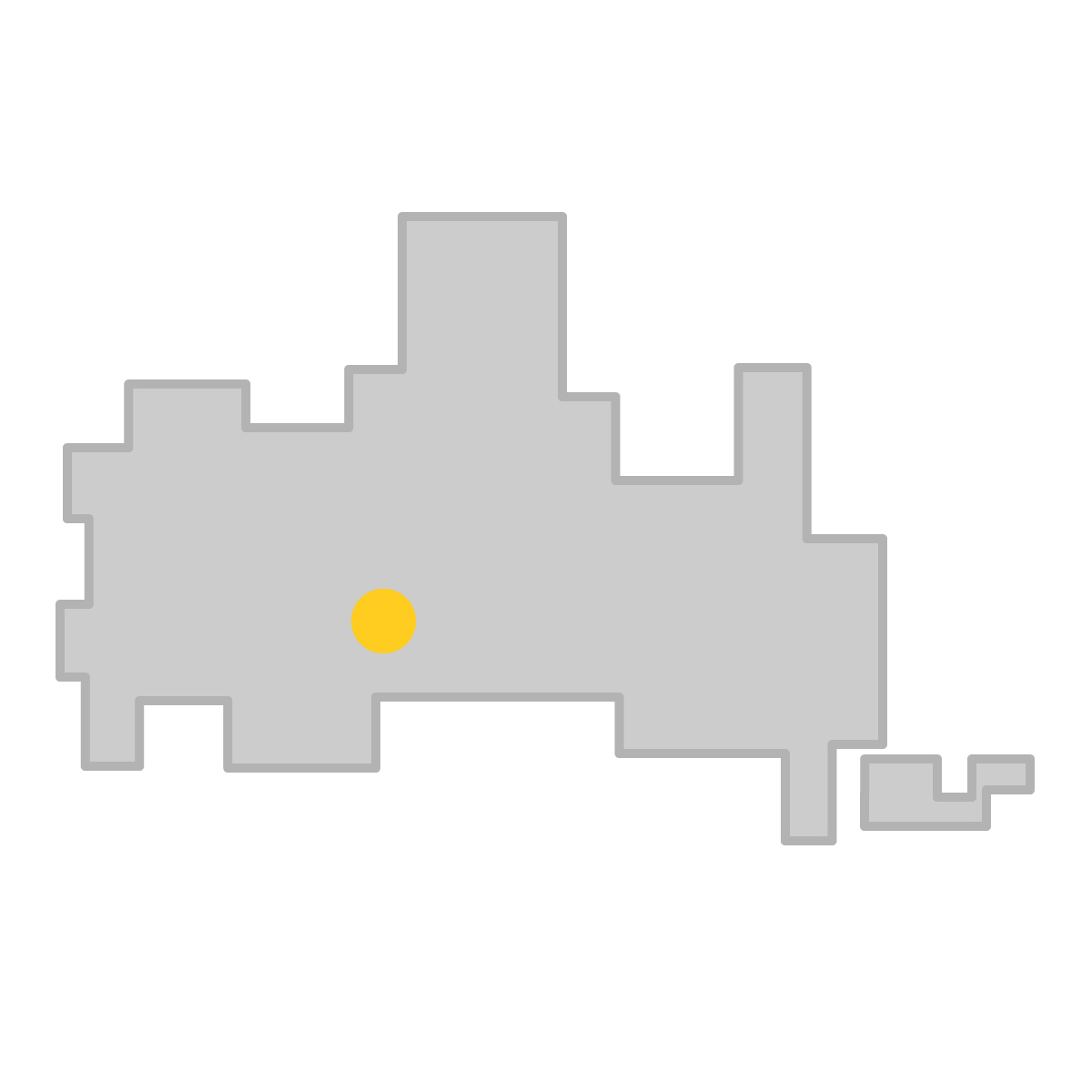 山口県の無料フリーイラスト｜簡易・県庁あり・四角(グレー)