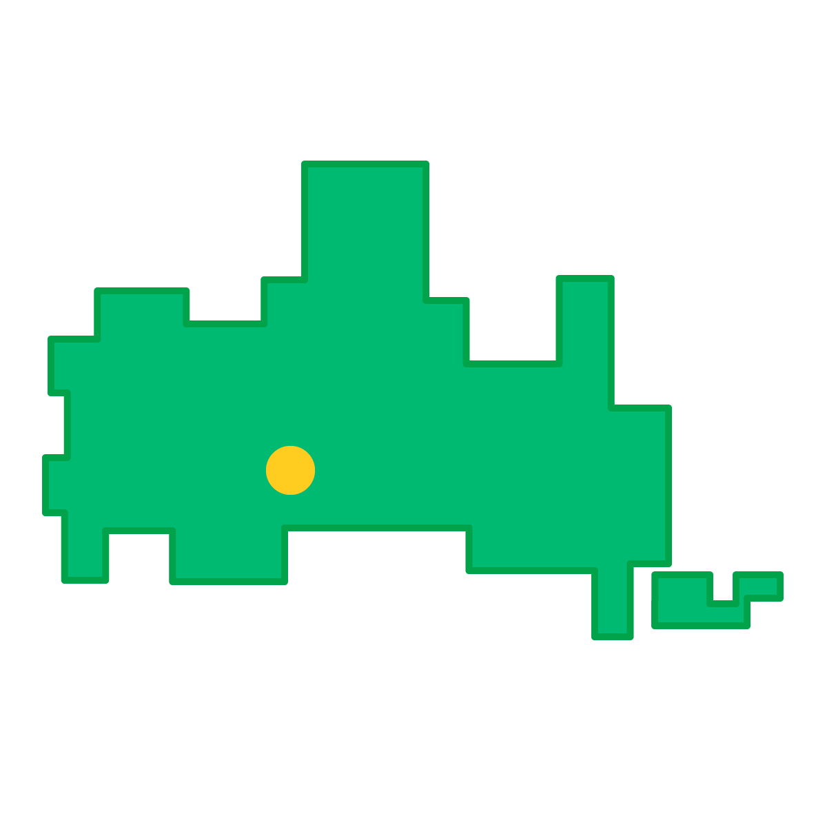 山口県の無料フリーイラスト｜簡易・県庁あり・四角(緑)