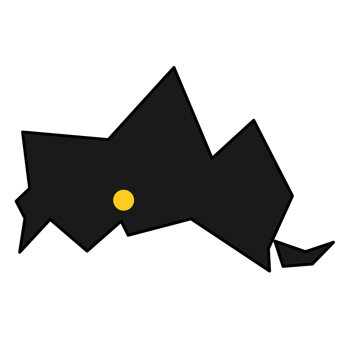 山口県の無料フリーイラスト｜簡易・県庁あり・三角(黒)