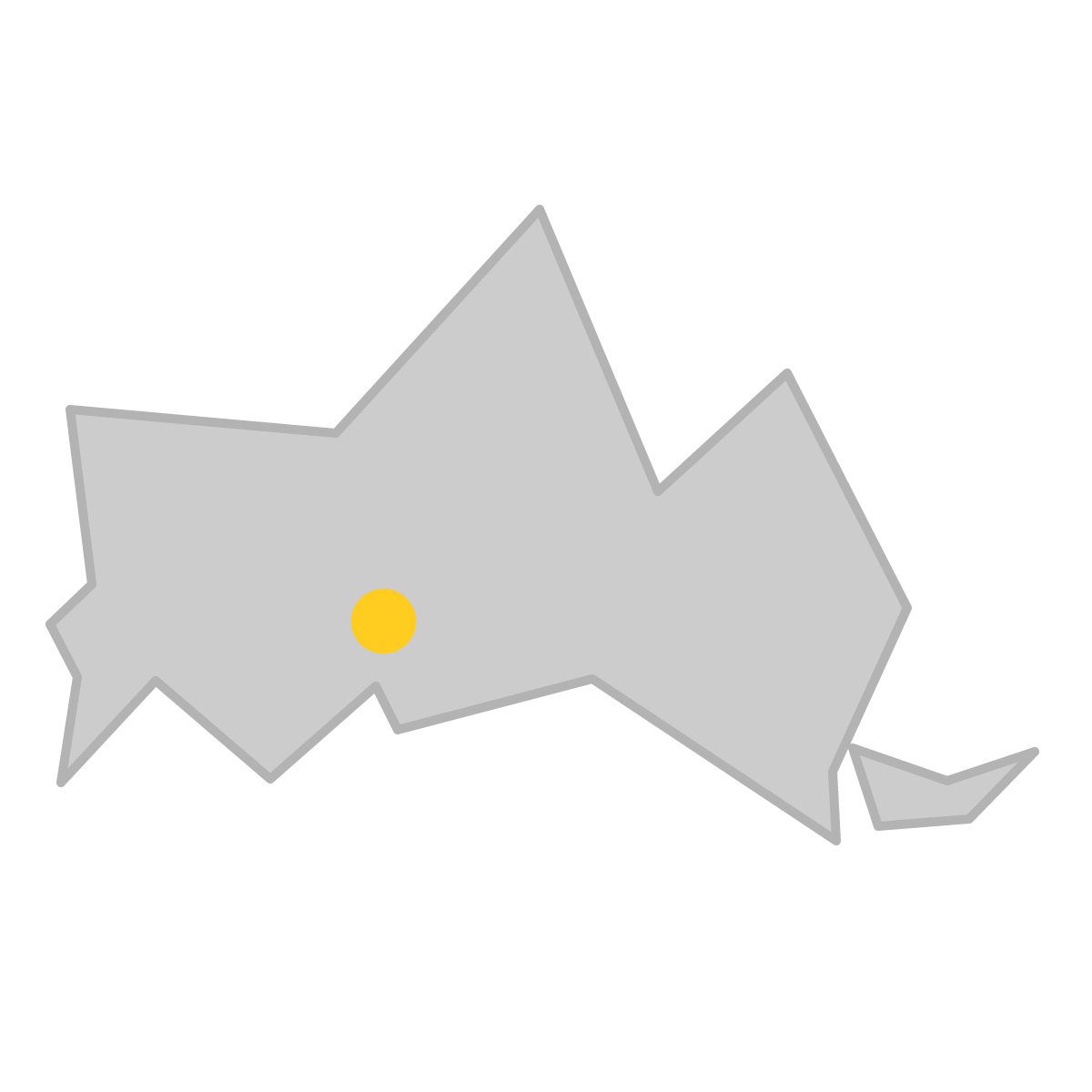 山口県の無料フリーイラスト｜簡易・県庁あり・三角(グレー)