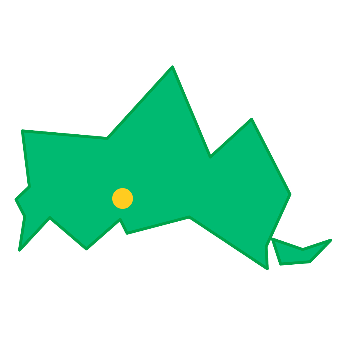 山口県の無料フリーイラスト｜簡易・県庁あり・三角(緑)