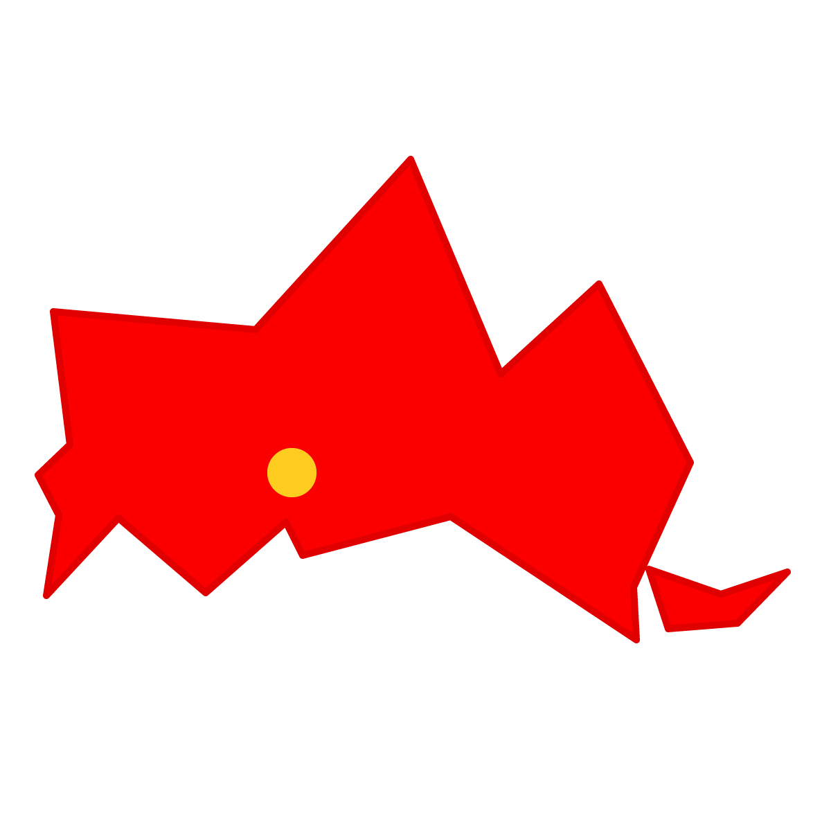 山口県の無料フリーイラスト｜簡易・県庁あり・三角(赤)