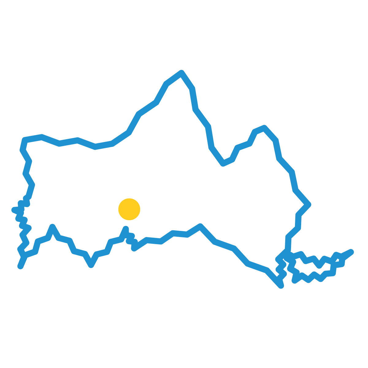 山口県の無料フリーイラスト|簡易・県庁あり・ジグザグ(青)
