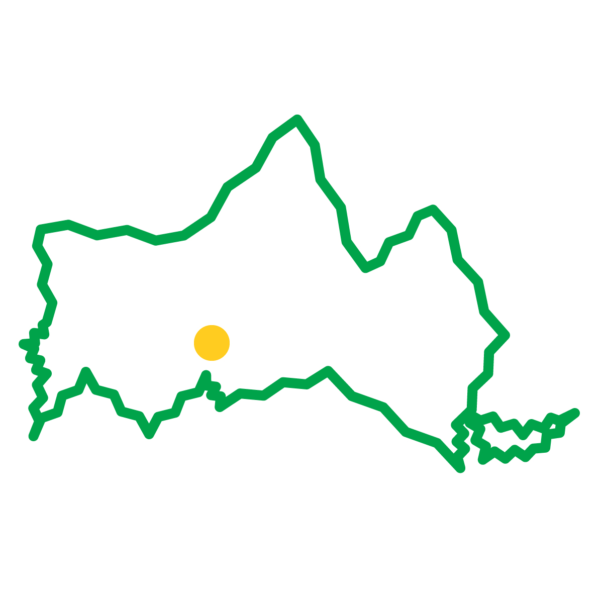 山口県の無料フリーイラスト｜簡易・県庁あり・ジグザグ(緑)
