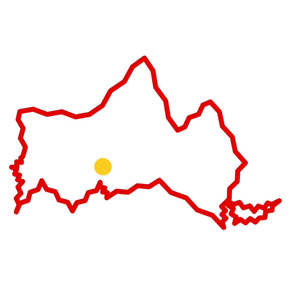 山口県の無料フリーイラスト｜簡易・県庁あり・ジグザグ(赤)