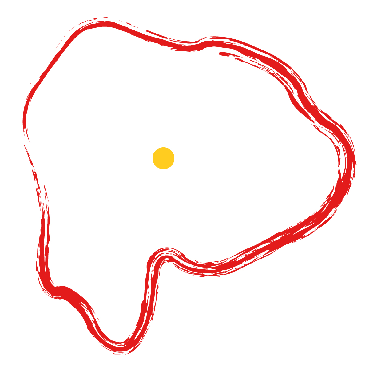 山梨県の無料フリーイラスト|簡易・県庁あり・毛筆(赤)